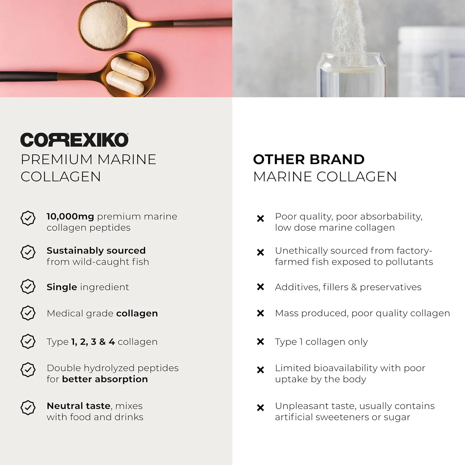 پپتیدهای کلاژن دریایی ممتاز CORREXIKO - از پوست ماهی صید شده وحشی (نه از فلس) پودر پروتئین هیدرولیز شده برای مفاصل، پوست، مو، ناخن و سلامت دستگاه گوارش - ساخت کانادا، بدون طعم پپتیدهای کلاژن دریایی ممتاز CORREXIKO - از پوست ماهی صید شده وحشی (نه از فلس) پودر پروتئین هیدرولیز شده برای مفاصل، پوست، مو، ناخن و سلامت دستگاه گوارش - ساخت کانادا، بدون طعم