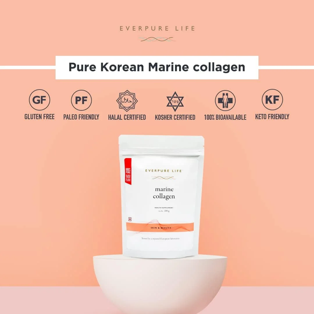 پودر کلاژن دریایی هیدرولیز شده کره ای Everpure Life - پپتیدهای کلاژن خالص نوع I برای پوست درخشان، مو و ناخن های سالم - بدون شکر/طعم دهنده/مواد افزودنی و با منبع پایدار - 200 گرم پودر کلاژن دریایی هیدرولیز شده کره ای Everpure Life - پپتیدهای کلاژن خالص نوع I برای پوست درخشان، مو و ناخن های سالم - بدون شکر/طعم دهنده/مواد افزودنی و با منبع پایدار - 200 گرم