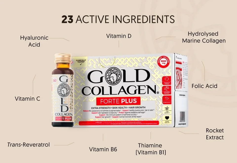 گلد کلاژن فورته پلاس - مکمل های کلاژن برای زنان و مردان با بیوتین برای رشد مو و سلامت پوست، تقویت کننده سیستم ایمنی با ویتامین C، اسید هیالورونیک و کلاژن دریایی، 1 بسته 10x50 میلی لیتر گلد کلاژن فورته پلاس - مکمل های کلاژن برای زنان و مردان با بیوتین برای رشد مو و سلامت پوست، تقویت کننده سیستم ایمنی با ویتامین C، اسید هیالورونیک و کلاژن دریایی، 1 بسته 10x50 میلی لیتر