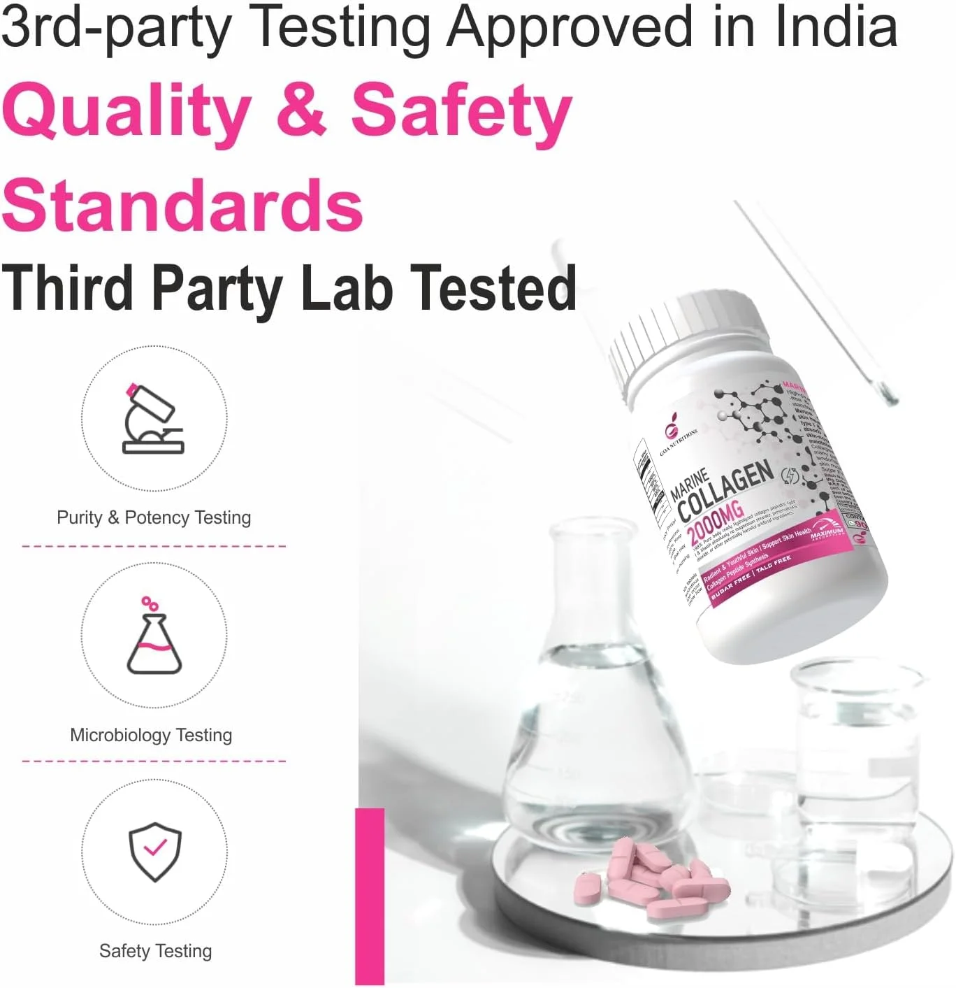 پودر کلاژن دریایی GOA NUTRITIONS برای پوست و مو، مکمل آقایان و بانوان حاوی اسید هیالورونیک، بیوتین و ویتامین C، مکمل های B12، پپتید پروتئین هیدرولیز شده - 60 قرص بدون شکر پودر کلاژن دریایی GOA NUTRITIONS برای پوست و مو، مکمل آقایان و بانوان حاوی اسید هیالورونیک، بیوتین و ویتامین C، مکمل های B12، پپتید پروتئین هیدرولیز شده - 60 قرص بدون شکر