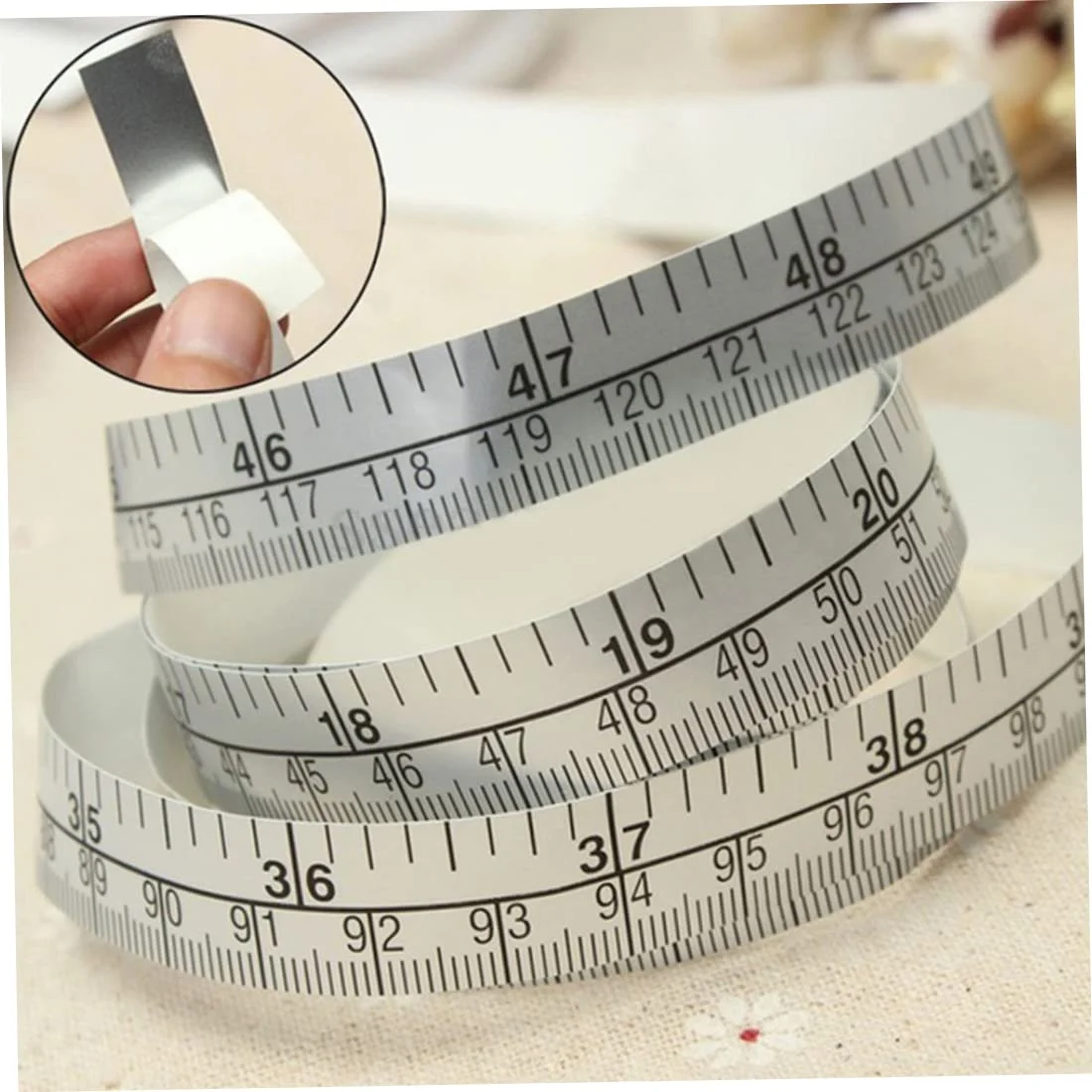 نوار اندازه گیری خود چسب، نوارهای اندازه گیری متریک خود چسب وینیل - برای خط کش ابزار برچسب ماشین خیاطی، 1.51 متر در 1.5 سانتی متر، سفید، لوازم جانبی خودرو