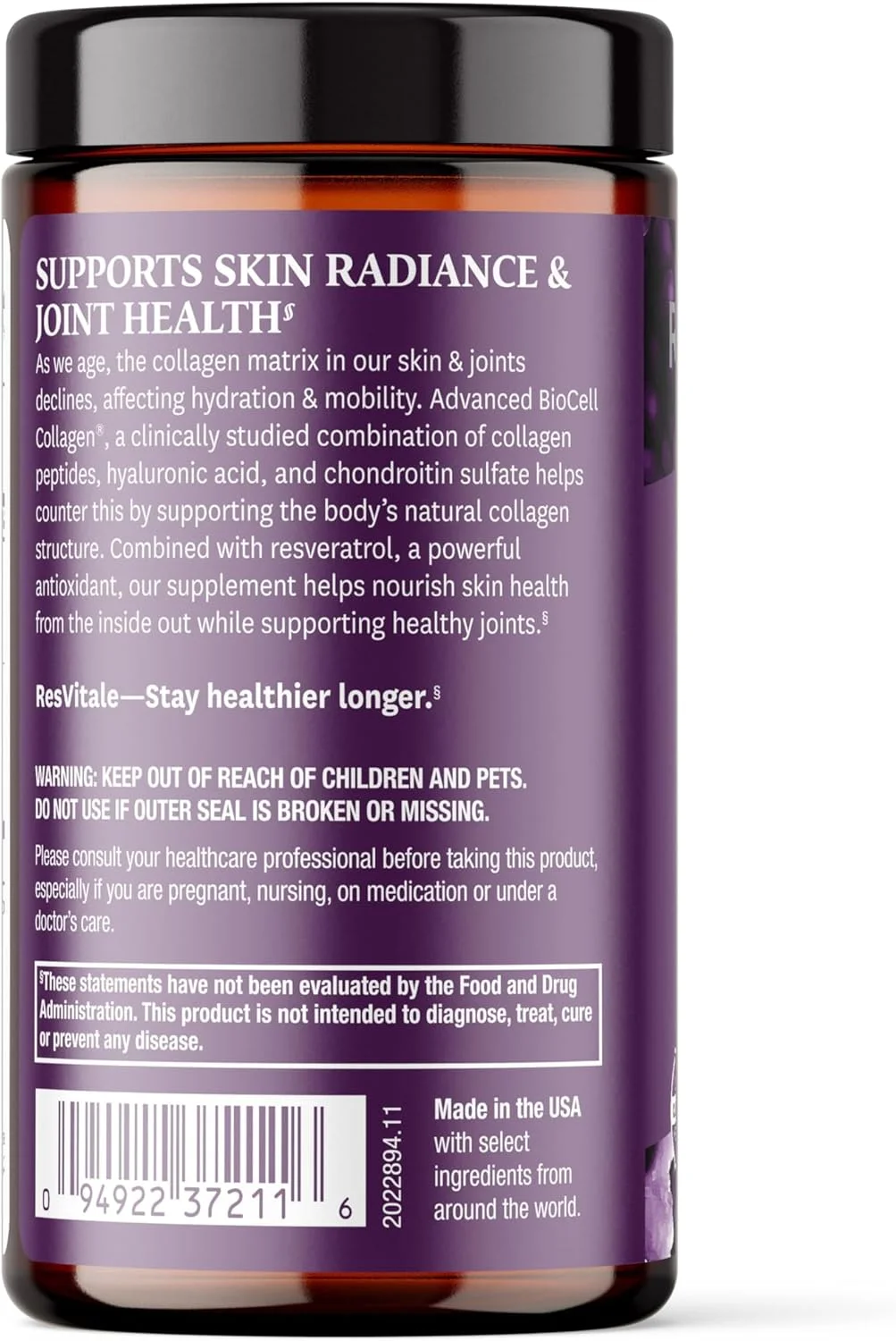 مکمل زیبایی ResVitale Collagen Enhance - حاوی اسید هیالورونیک و رسوراترول - 120 کپسول مکمل زیبایی ResVitale Collagen Enhance - حاوی اسید هیالورونیک و رسوراترول - 120 کپسول
