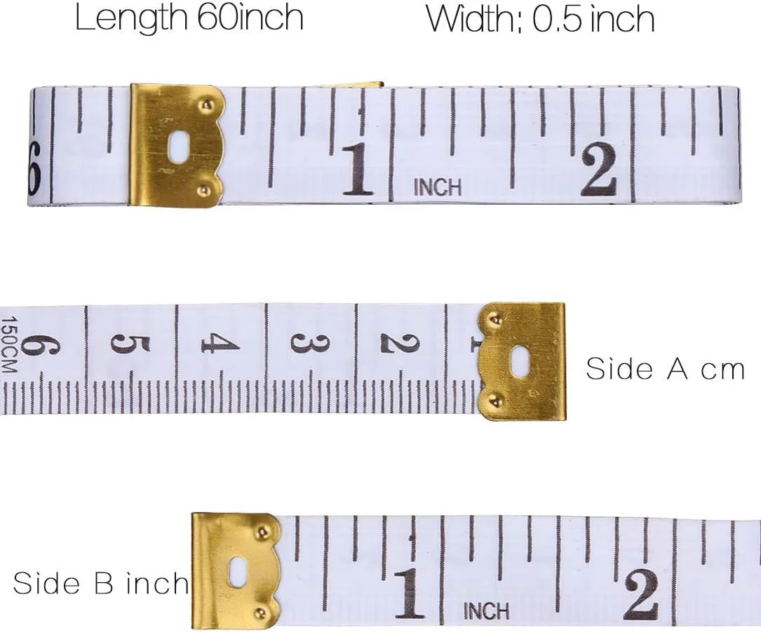 ZEYUMEE Akstore بسته 6 عددی متر نواری نرم دو طرفه 60 اینچی/150 سانتی متری برای خیاطی، اندازه گیری پزشکی، اندازه گیری بدن (سیاه-سفید)