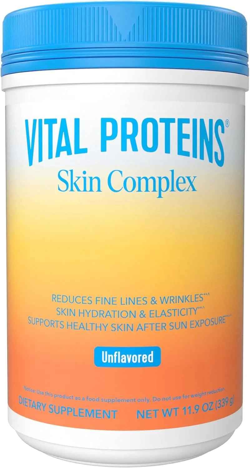 پپتیدهای کلاژن Vital Proteins برای زنان - 20 گرم کلاژن هیدرولیز شده، ویتامین C، اسید هیالورونیک، کاهش خطوط ریز و چین و چروک، Verisol & Holimel - مکمل کمپلکس پوست، پودر بدون طعم 337 گرم