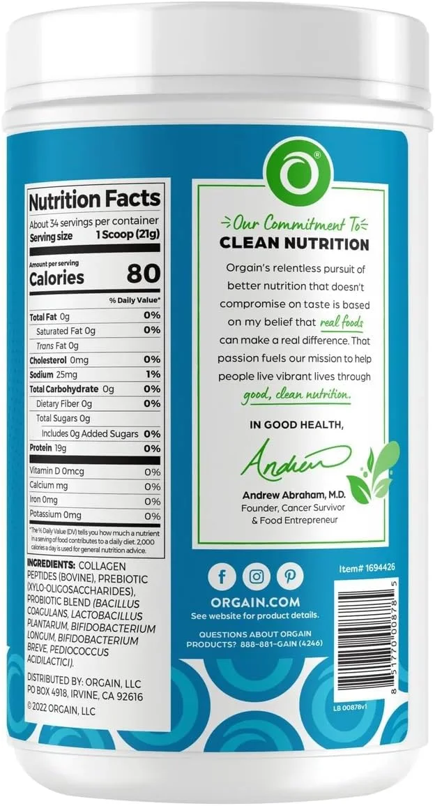 پپتیدهای کلاژن + پروبیوتیک ارگانیک Whizzotech، بدون طعم، 1.6 پوند پپتیدهای کلاژن + پروبیوتیک ارگانیک Whizzotech، بدون طعم، 1.6 پوند