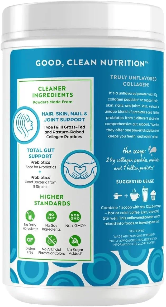 پپتیدهای کلاژن + پروبیوتیک ارگانیک Whizzotech، بدون طعم، 1.6 پوند پپتیدهای کلاژن + پروبیوتیک ارگانیک Whizzotech، بدون طعم، 1.6 پوند