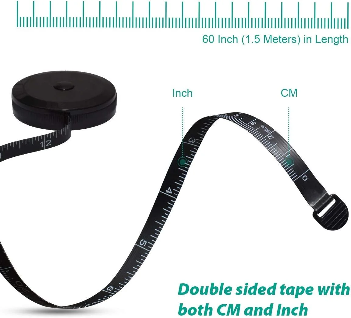 متر خیاطی نرم GDMINLO جمع شونده برای اندازه گیری بدن، پارچه، خیاطی، پارچه بافی، صنایع دستی، اندازه گیری کاهش وزن، جمع شونده، مشکی، دو طرفه، 1 عدد متر خیاطی نرم GDMINLO جمع شونده برای اندازه گیری بدن، پارچه، خیاطی، پارچه بافی، صنایع دستی، اندازه گیری کاهش وزن، جمع شونده، مشکی، دو طرفه، 1 عدد