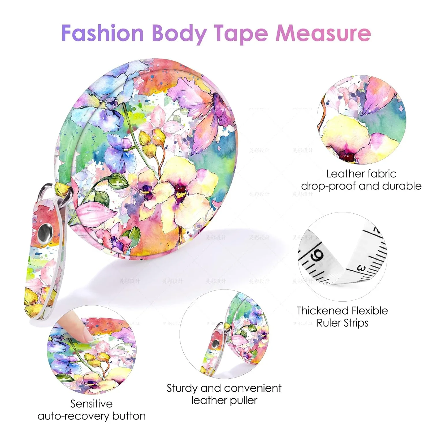 متر خیاطی گرکیا، متر نواری نرم و جمع شونده کوچک با چاپ رنگی برای اندازه گیری پارچه و بدن خیاطی