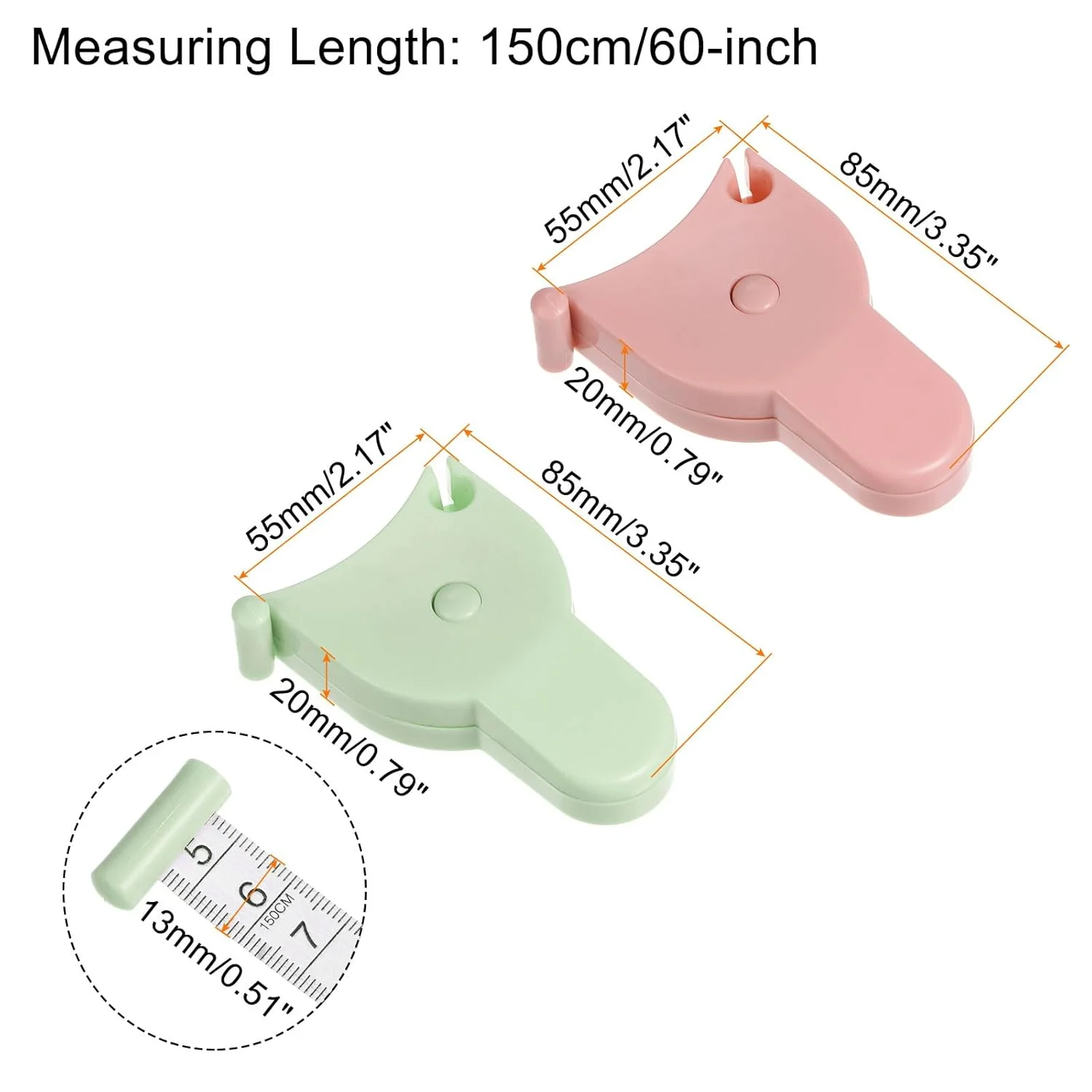 نوار اندازه گیری بدن HARFINGTON، 2 عددی، 60 اینچ/150 سانتی متر، نوار اندازه گیری تلسکوپی اتوماتیک، نوار اندازه گیری جمع شونده با پین قفل و دکمه فشاری برای اندازه گیری بدن، خیاطی، پارچه، لباس، سبز، صورتی نوار اندازه گیری بدن HARFINGTON، 2 عددی، 60 اینچ/150 سانتی متر، نوار اندازه گیری تلسکوپی اتوماتیک، نوار اندازه گیری جمع شونده با پین قفل و دکمه فشاری برای اندازه گیری بدن، خیاطی، پارچه، لباس، سبز، صورتی