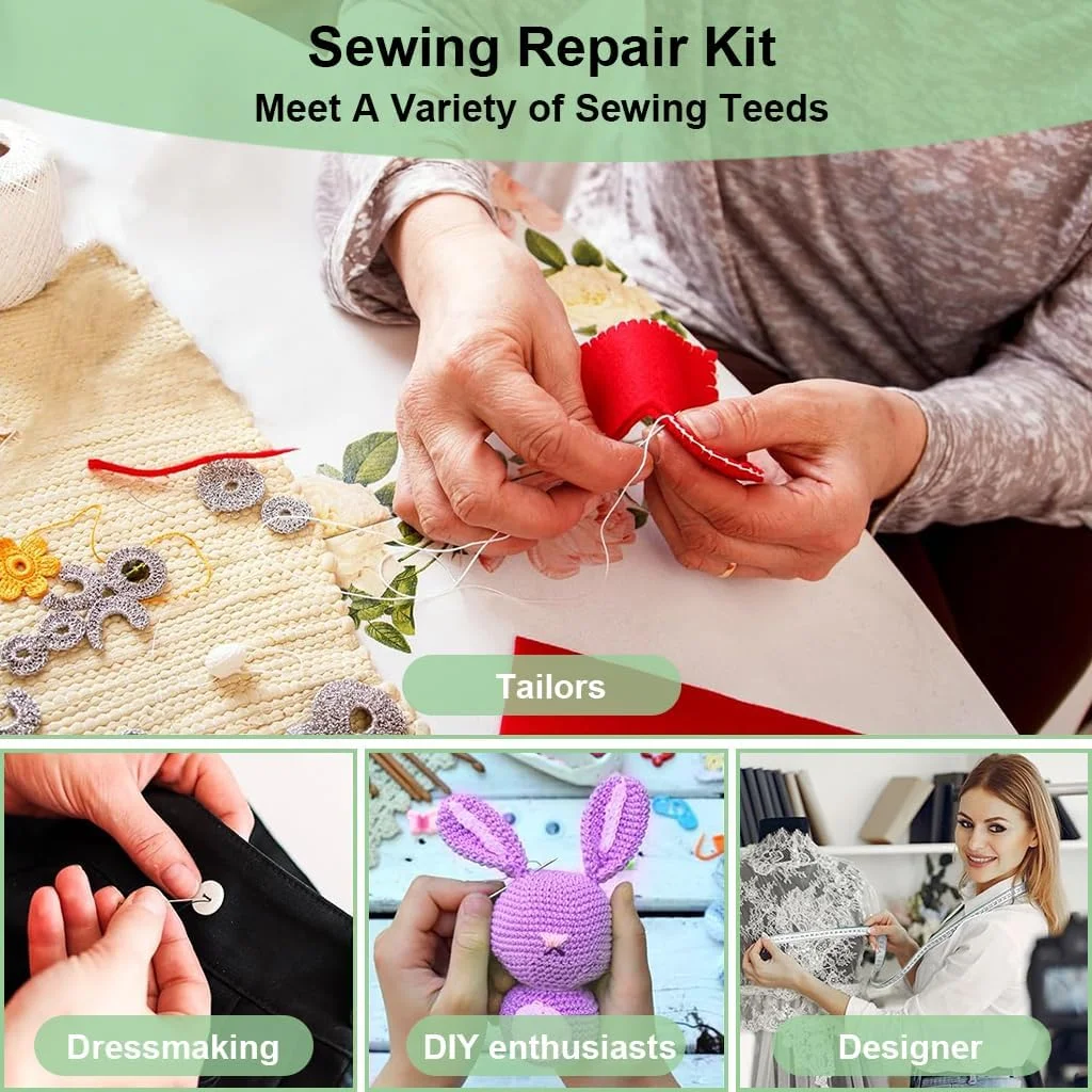 جعبه لوازم خیاطی قابل حمل HASTHIP®، مجموعه کامل سوزن و نخ برای خانه، مسافرت و DIY، شامل 16 نخ چند رنگ، قیچی، انگشتانه، سوزن نخ کن، متر نواری، دکمه، گیره جعبه لوازم خیاطی قابل حمل HASTHIP®، مجموعه کامل سوزن و نخ برای خانه، مسافرت و DIY، شامل 16 نخ چند رنگ، قیچی، انگشتانه، سوزن نخ کن، متر نواری، دکمه، گیره