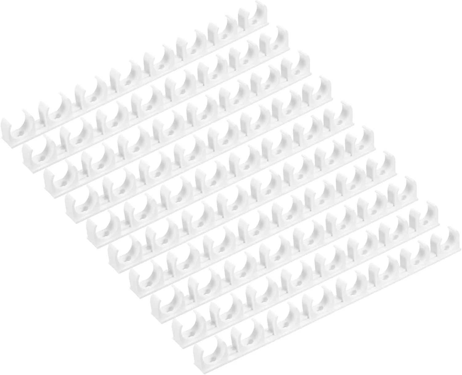 گیره بست لوله پی وی سی 8 خانه ای سورسیینگ مپ، 10 عددی، گیره های اتصال لوله نوع U، اتصال سریع داخلی 20 میلی متری سفید برای لوله برق، لوازم منزل