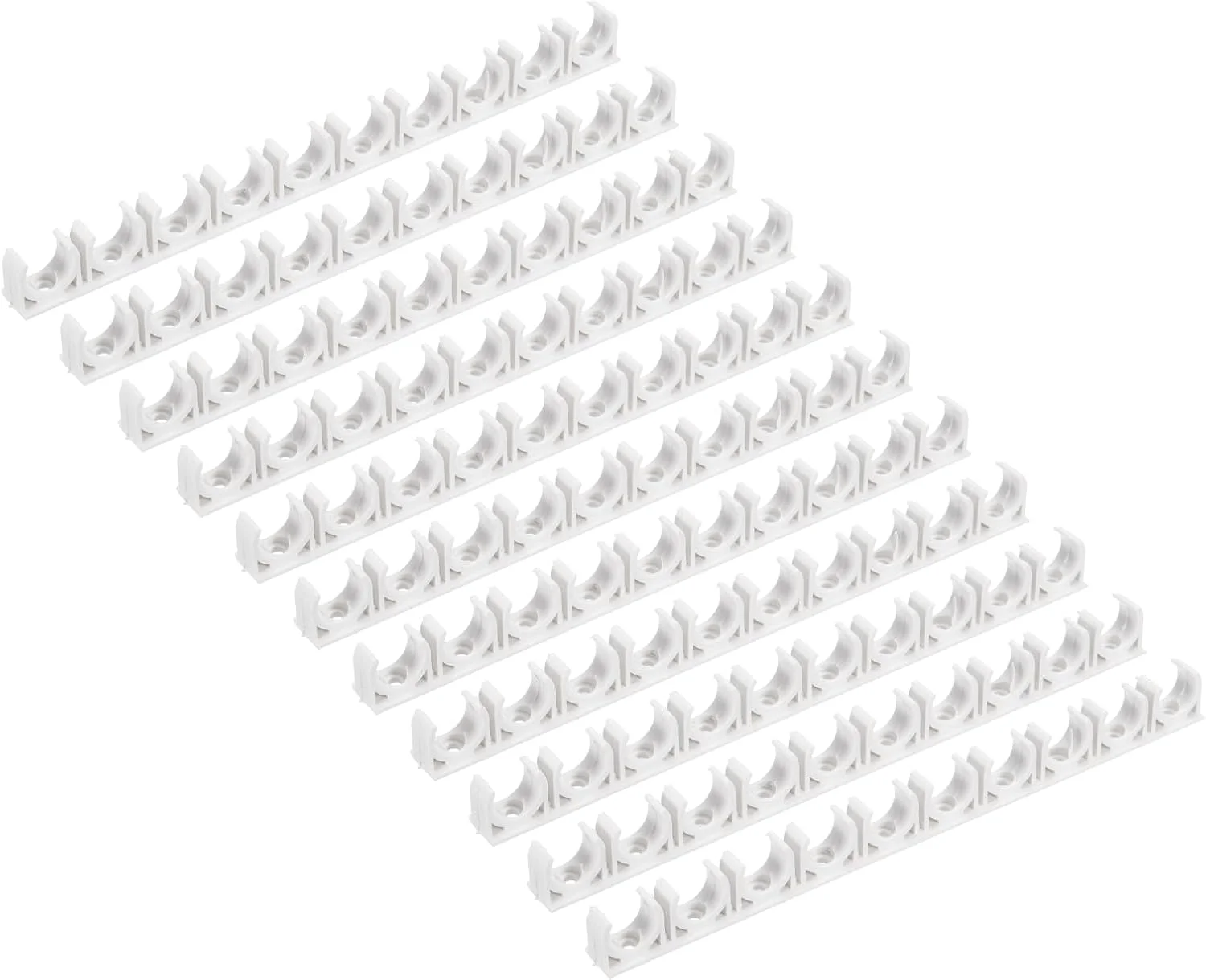 گیره بست لوله پی وی سی 10 عددی سورسیینگ مپ، گیره بست لوله نوع U با 10 شکاف، اتصالات ردیفی داخلی 16 میلی متر، اتصال سریع سفید برای شلنگ، لوله برق، مبلمان منزل