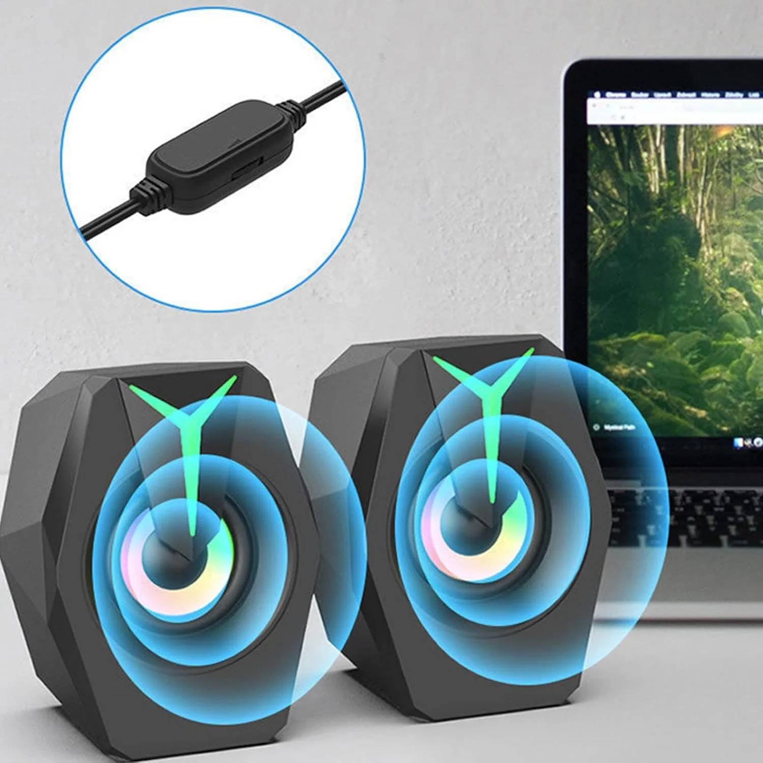 اسپیکر کامپیوتر، اسپیکر USB با نورهای RGB، اسپیکر سیمی USB با شارژ USB و رابط صوتی 3.5 میلی متری، اسپیکر ساب ووفر سیمی برای کامپیوتر رومیزی لپ تاپ (مشکی) اسپیکر کامپیوتر، اسپیکر USB با نورهای RGB، اسپیکر سیمی USB با شارژ USB و رابط صوتی 3.5 میلی متری، اسپیکر ساب ووفر سیمی برای کامپیوتر رومیزی لپ تاپ (مشکی)