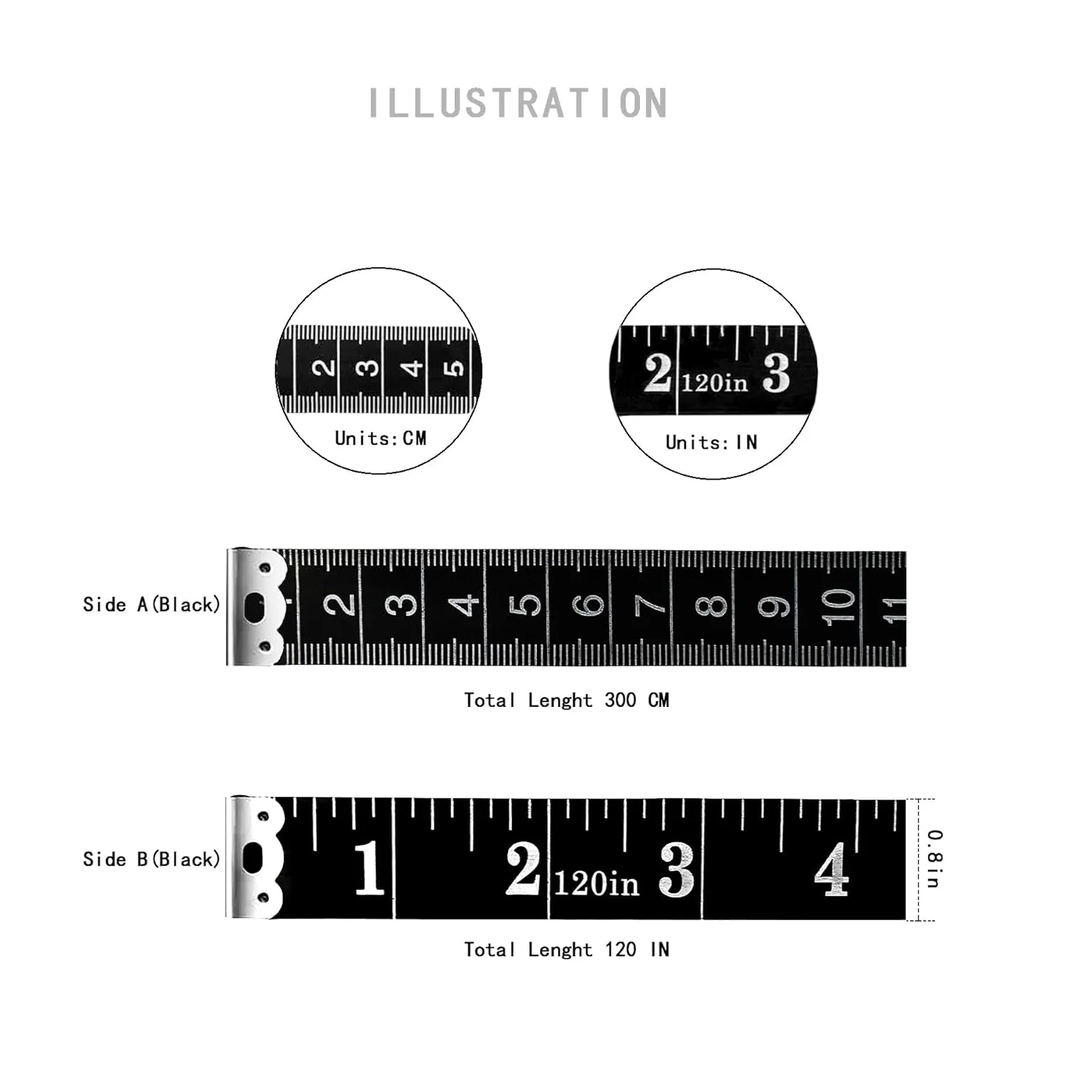 متر خیاطی نواری، 300 سانتیمتری/120 اینچی، متر پارچهای نرم برای اندازهگیری پارچه خیاطی، خطکش خیاطی دو طرفه برای کاهش وزن، اندازهگیری پزشکی، صنایع دستی پرستاری (مشکی) متر خیاطی نواری، 300 سانتیمتری/120 اینچی، متر پارچهای نرم برای اندازهگیری پارچه خیاطی، خطکش خیاطی دو طرفه برای کاهش وزن، اندازهگیری پزشکی، صنایع دستی پرستاری (مشکی)