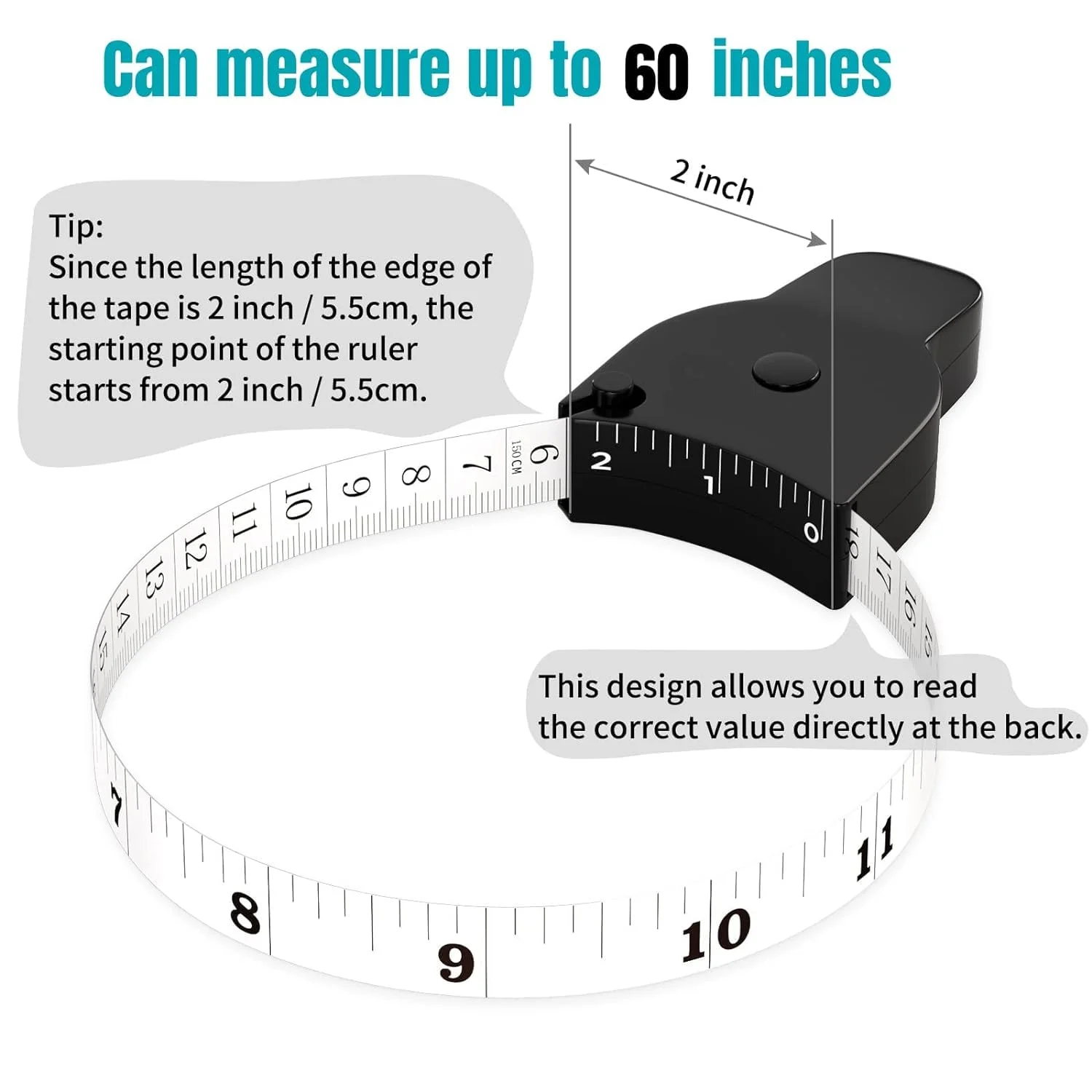 متر خیاطی هوگود برای اندازه گیری بدن، 150 سانتی متری، اندازه گیری پارچه، متر نواری نرم جمع شونده برای خیاطی و اندازه گیری دور کمر، باسن، سینه، بازوها (سفید + مشکی 2 عددی) متر خیاطی هوگود برای اندازه گیری بدن، 150 سانتی متری، اندازه گیری پارچه، متر نواری نرم جمع شونده برای خیاطی و اندازه گیری دور کمر، باسن، سینه، بازوها (سفید + مشکی 2 عددی)