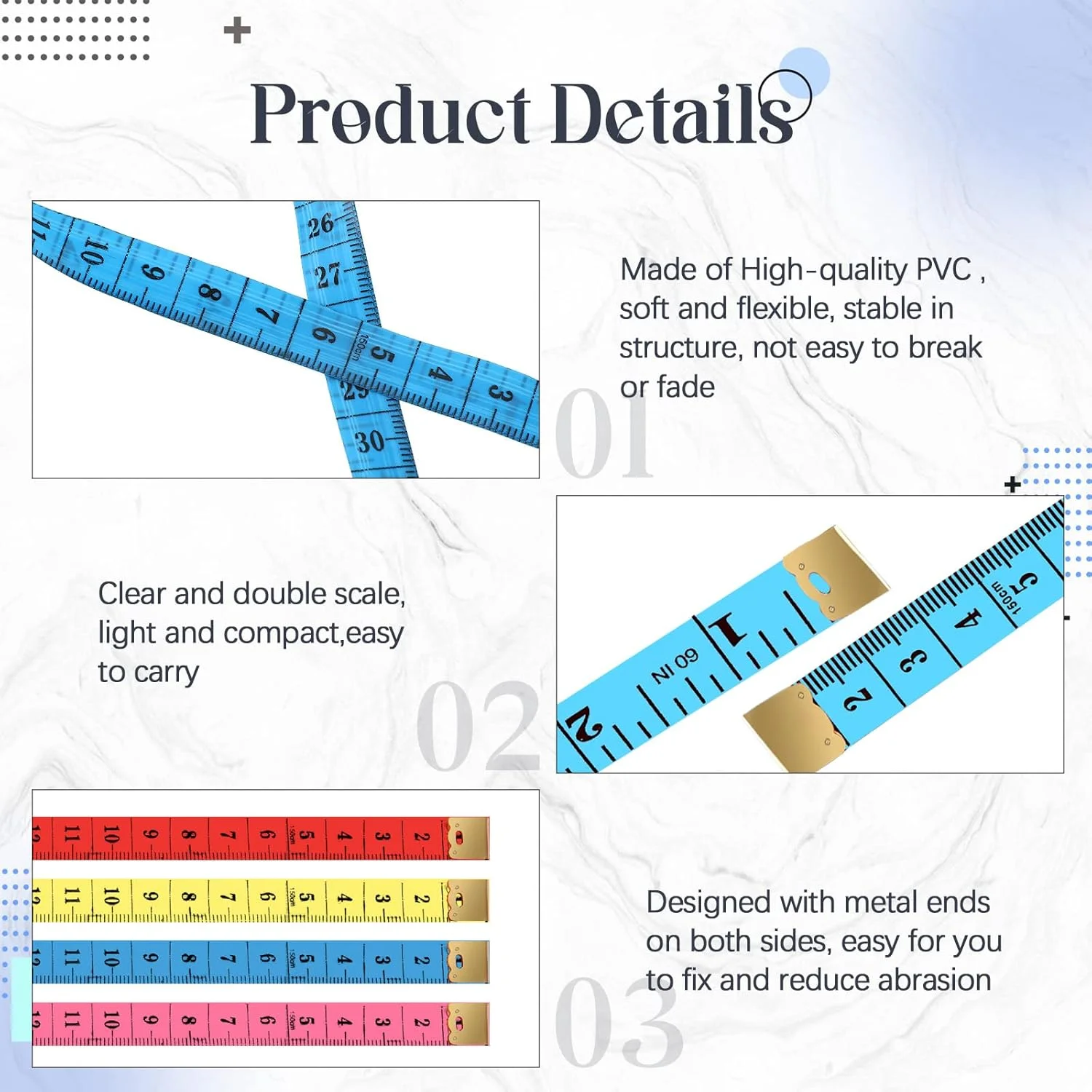 200 عدد متر خیاطی نرم، متر نواری وینیل برای اندازه گیری بدن، خط کش نواری انعطاف پذیر برای کاهش وزن، خیاطی پارچه، اندازه گیری لباس، مقیاس دوگانه 150 سانتی متر / 60 اینچ، صورتی، زرد، آبی، قرمز 200 عدد متر خیاطی نرم، متر نواری وینیل برای اندازه گیری بدن، خط کش نواری انعطاف پذیر برای کاهش وزن، خیاطی پارچه، اندازه گیری لباس، مقیاس دوگانه 150 سانتی متر / 60 اینچ، صورتی، زرد، آبی، قرمز