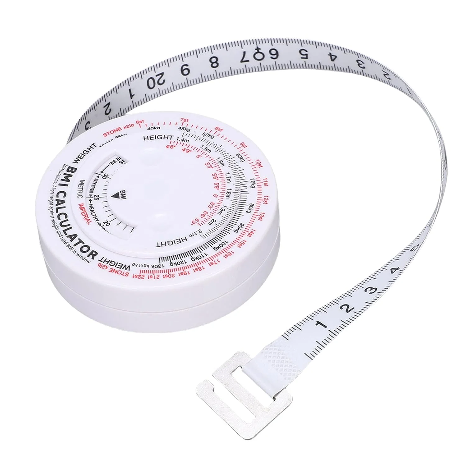 متر نواری دور کمر NOENNULL با ماشین حساب BMI و نوار اندازه گیری جمع شونده رنگارنگ 1.5 متری برای اندازه گیری بدن
