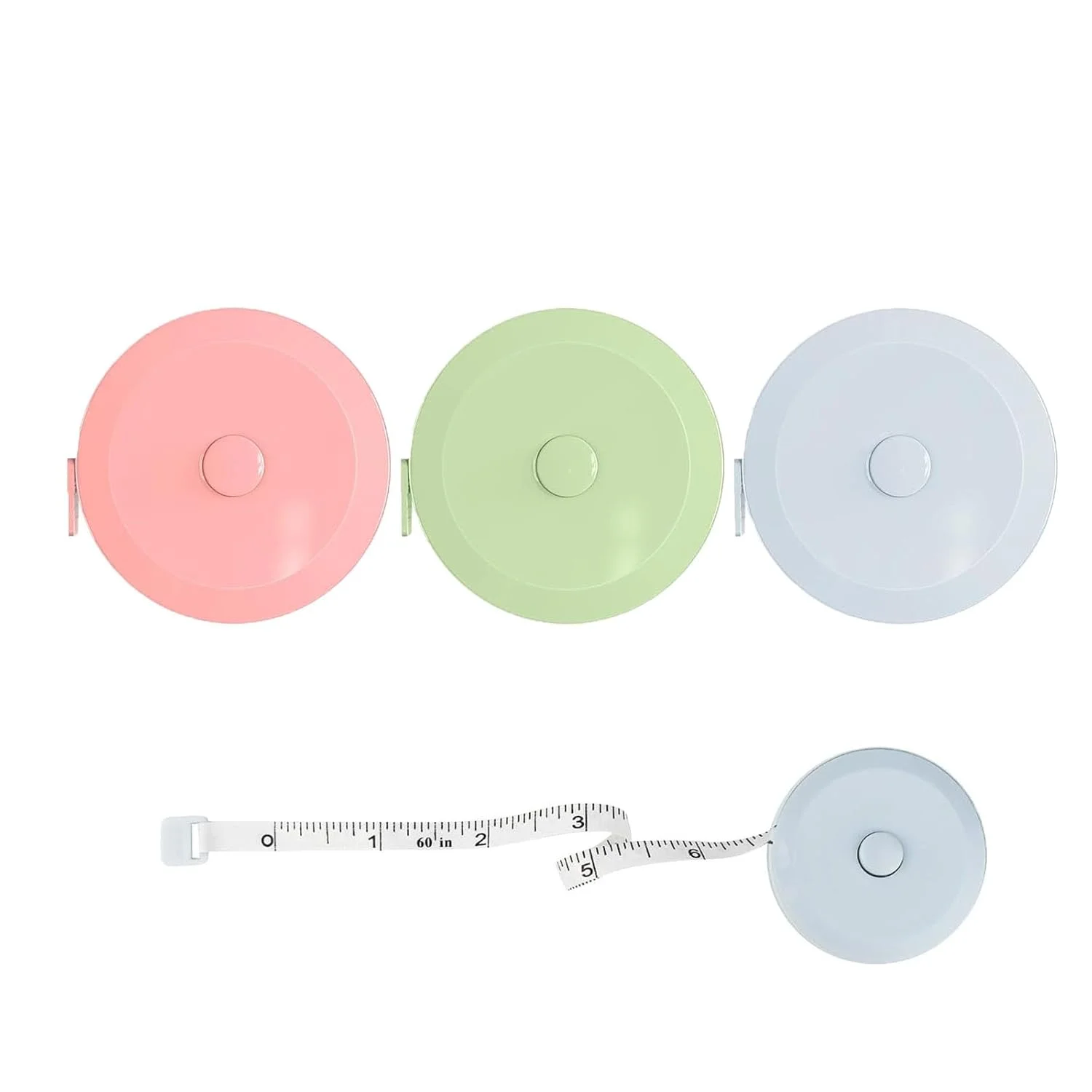 متر خیاطی نرم جمع شونده 1.5 متری 60 اینچی، متر نواری دو مقیاسی، برای اندازه گیری بدن، خیاطی، پارچه بافی، اندازه گیری های صنایع دستی خانگی (3 عدد B)