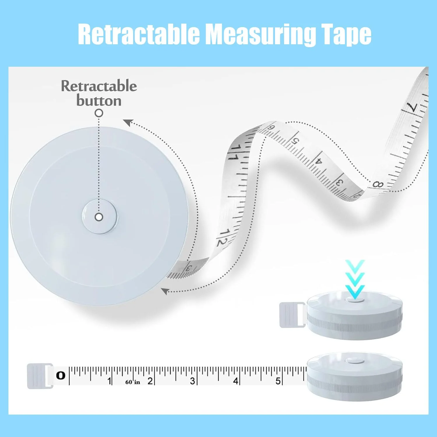 متر خیاطی نرم جمع شونده 1.5 متری 60 اینچی، متر نواری دو مقیاسی، برای اندازه گیری بدن، خیاطی، پارچه بافی، اندازه گیری های صنایع دستی خانگی (3 عدد B) متر خیاطی نرم جمع شونده 1.5 متری 60 اینچی، متر نواری دو مقیاسی، برای اندازه گیری بدن، خیاطی، پارچه بافی، اندازه گیری های صنایع دستی خانگی (3 عدد B)