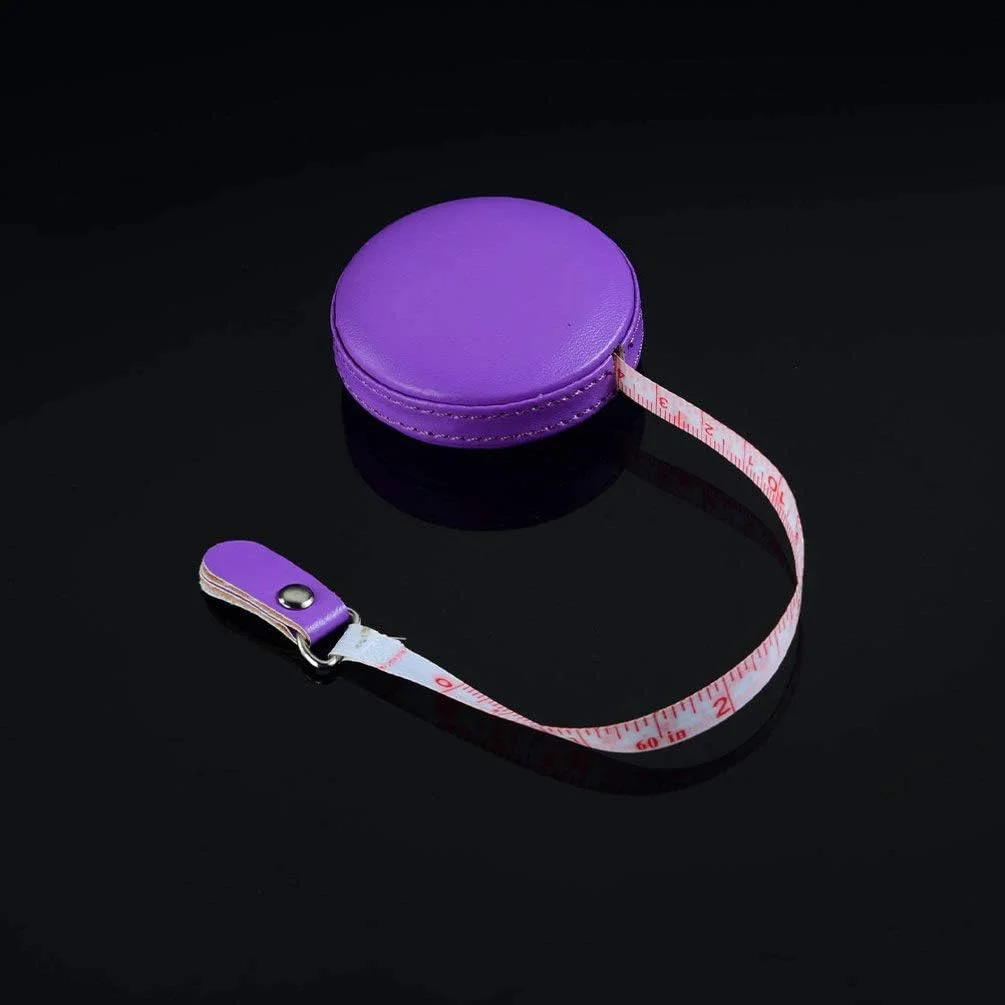 متر نواری جمع شونده با قاب چرمی گرد، 1 متری، نوار اندازه گیری نرم، ابزار اندازه گیری جیبی برای خیاطی، پارچه، خیاطی، بنفش متر نواری جمع شونده با قاب چرمی گرد، 1 متری، نوار اندازه گیری نرم، ابزار اندازه گیری جیبی برای خیاطی، پارچه، خیاطی، بنفش