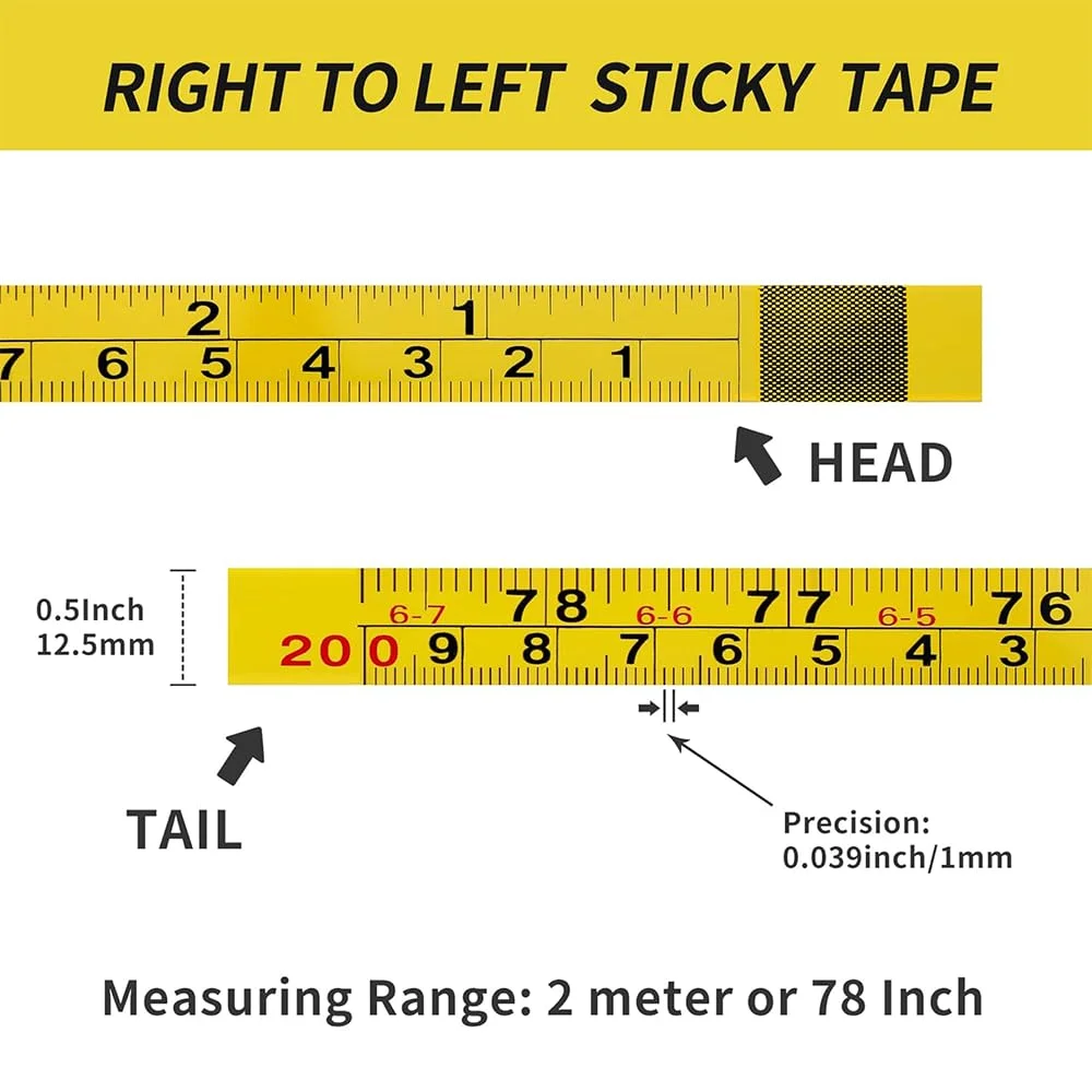2 عدد نوار اندازه گیری خود چسب فولادی زرد، نوار اندازه گیری امپریال و متریک 200 سانتی متری، برچسب خط کش نوار اندازه گیری از چپ به راست و راست به چپ، برای میز کار، نجاری، اره و طراحی 2 عدد نوار اندازه گیری خود چسب فولادی زرد، نوار اندازه گیری امپریال و متریک 200 سانتی متری، برچسب خط کش نوار اندازه گیری از چپ به راست و راست به چپ، برای میز کار، نجاری، اره و طراحی