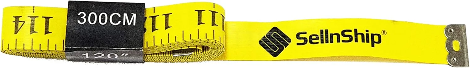 نوار اندازه گیری خیاطی نرم و انعطاف پذیر فایبرگلاس SellnShip، 300 سانتی متر، مقیاس خط کش 120 اینچی (زرد، 1 عدد) نوار اندازه گیری خیاطی نرم و انعطاف پذیر فایبرگلاس SellnShip، 300 سانتی متر، مقیاس خط کش 120 اینچی (زرد، 1 عدد)