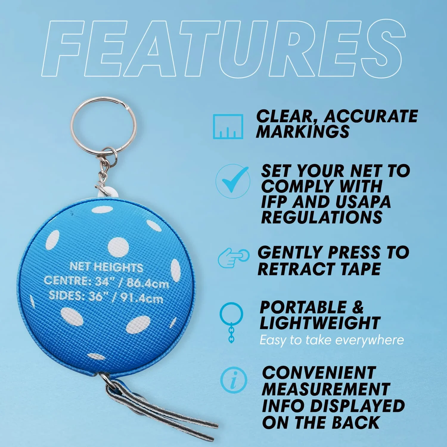 نوار اندازه گیری ارتفاع تور پیکلبال و جاکلیدی Scoring Right (آبی) نوار اندازه گیری ارتفاع تور پیکلبال و جاکلیدی Scoring Right (آبی)