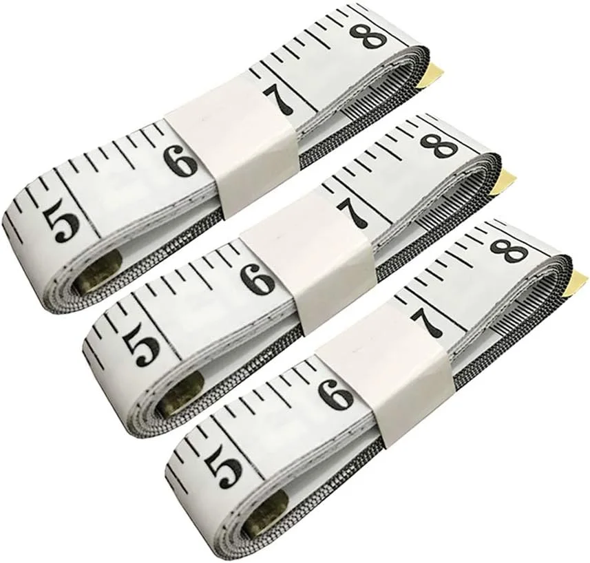 متر خیاطی نرم SumVibe به طول 200 سانتی متر / 79 اینچ، متر اندازه گیری برای خیاطی، اندازه گیری دور کمر، لباس، پارچه، بسته 3 عددی سفید