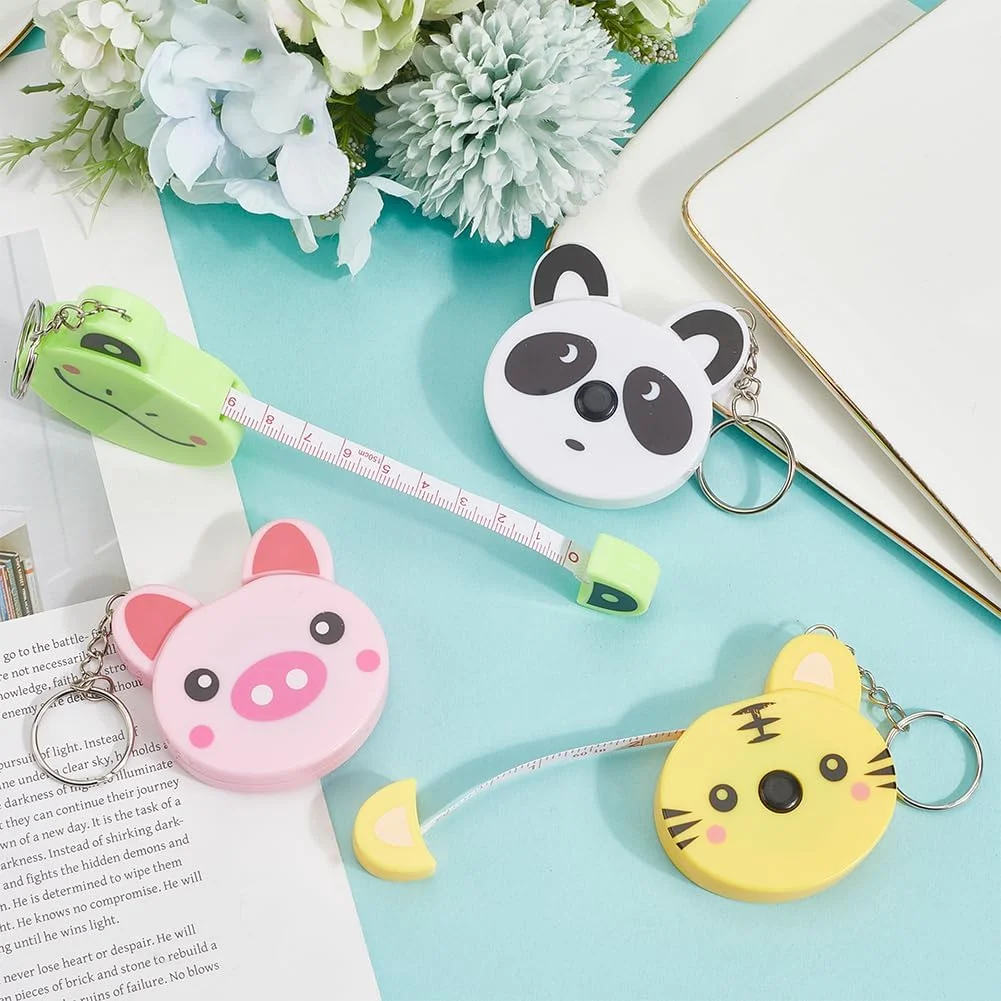 SUNNYCLUE 4 عدد 4 مدل متر نواری کوچک جاکلیدی متر نواری جاکلیدی پلاستیکی PVC کارتونی قورباغه خوک پاندا ببر باغ وحش حیوانات خط کش جاکلیدی برای پارچه بدن خیاطی SUNNYCLUE 4 عدد 4 مدل متر نواری کوچک جاکلیدی متر نواری جاکلیدی پلاستیکی PVC کارتونی قورباغه خوک پاندا ببر باغ وحش حیوانات خط کش جاکلیدی برای پارچه بدن خیاطی