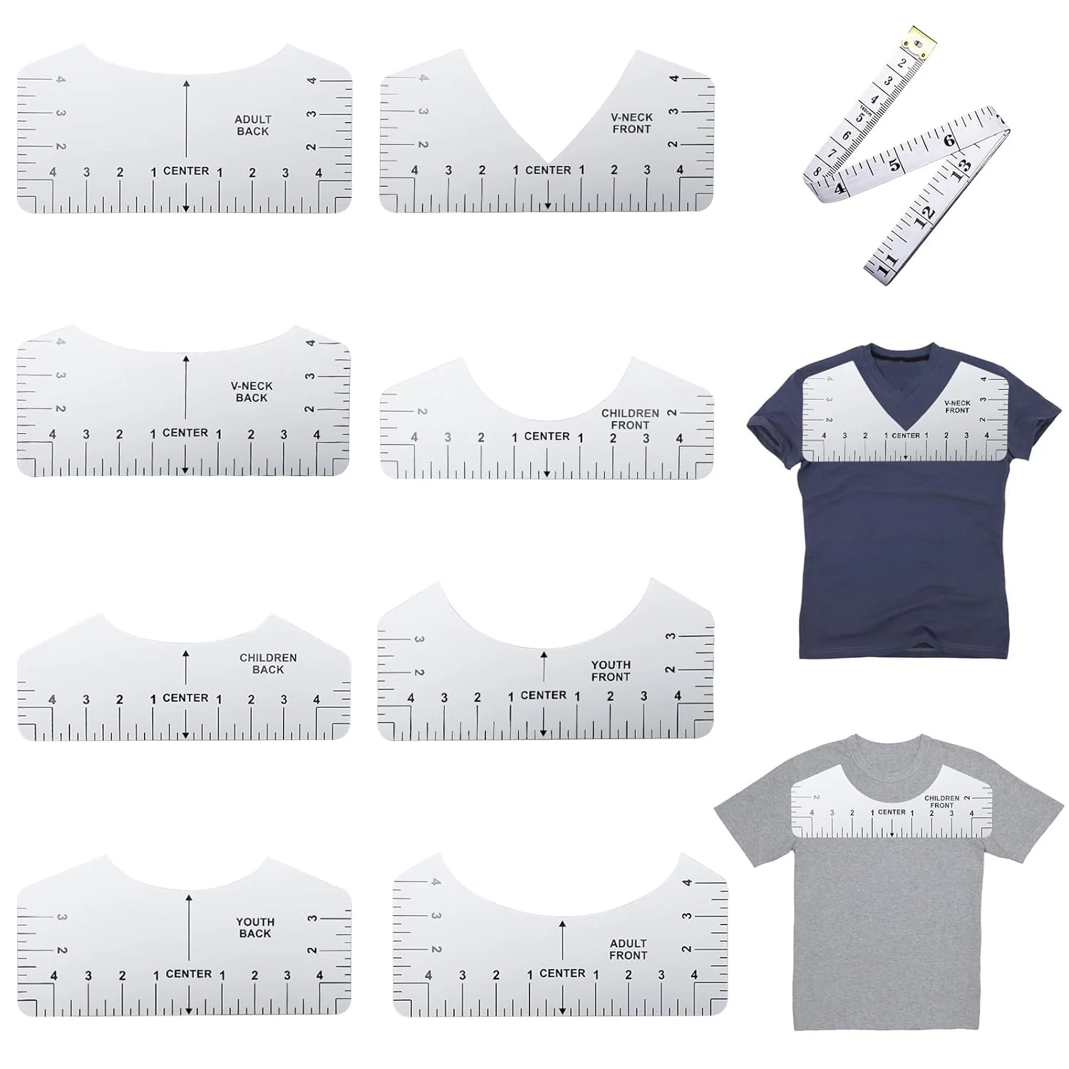 مجموعه 8 عددی خط کش تراز تی شرت Teokantz PVC، خط کش تراز تی شرت سفید و یک متر نواری 1.5 متری برای بزرگسالان، جوانان و کودکان مجموعه 8 عددی خط کش تراز تی شرت Teokantz PVC، خط کش تراز تی شرت سفید و یک متر نواری 1.5 متری برای بزرگسالان، جوانان و کودکان