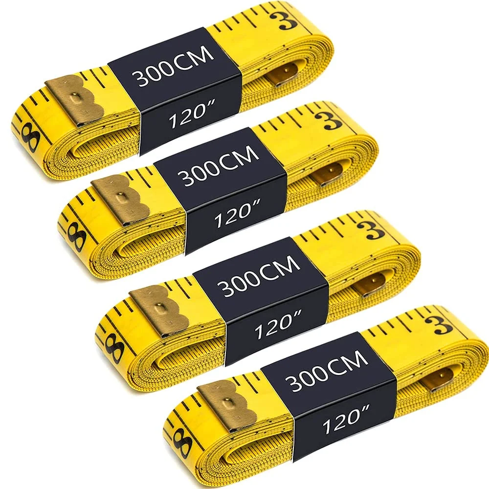 تیاردی 4 عدد نوار اندازه گیری جیبی 300 سانتی متری 120 اینچی، نوار اندازه گیری نرم مقیاس دوگانه، خط کش انعطاف پذیر برای خیاطی، اندازه گیری بدن پارچه - زرد تیاردی 4 عدد نوار اندازه گیری جیبی 300 سانتی متری 120 اینچی، نوار اندازه گیری نرم مقیاس دوگانه، خط کش انعطاف پذیر برای خیاطی، اندازه گیری بدن پارچه - زرد