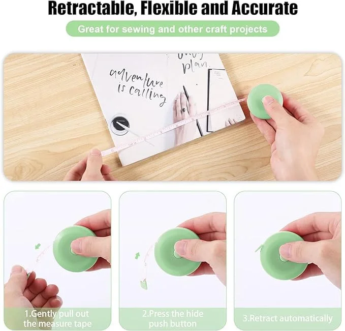 متر خیاطی تزویق، متر نواری جمع شونده، 150 سانتی متر/60 اینچ دو طرفه نرم برای پارچه، خیاطی، کاهش وزن (بسته 3 عددی) متر خیاطی تزویق، متر نواری جمع شونده، 150 سانتی متر/60 اینچ دو طرفه نرم برای پارچه، خیاطی، کاهش وزن (بسته 3 عددی)