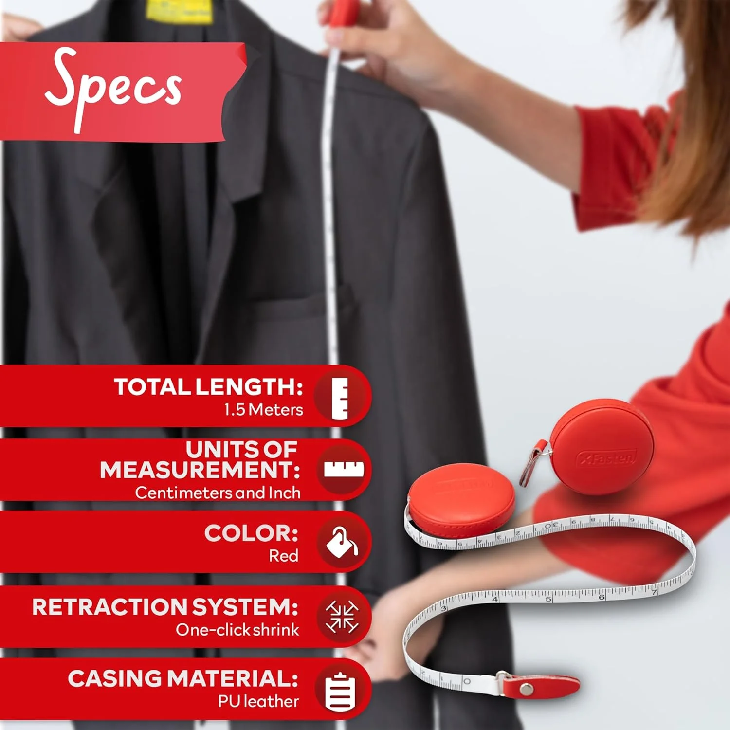 متر خیاطی جمع شونده XFasten، بسته 3 عددی متر 1.5 متری 60 اینچی برای خیاطی، بافندگی، قلاب بافی، متر اندازه گیری دور کمر برای کاهش وزن، متر جیبی کوچک قرمز برای بدن متر خیاطی جمع شونده XFasten، بسته 3 عددی متر 1.5 متری 60 اینچی برای خیاطی، بافندگی، قلاب بافی، متر اندازه گیری دور کمر برای کاهش وزن، متر جیبی کوچک قرمز برای بدن