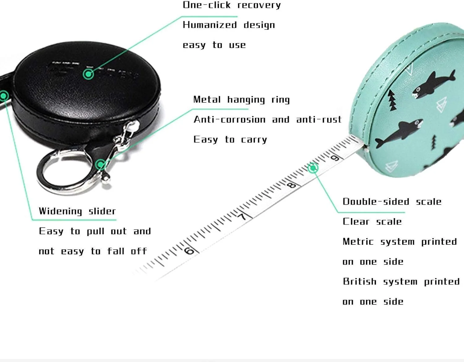 متر خیاطی ZIYUMI، 150 سانتی متری، مناسب خیاطی، اندازه گیری پارچه، اندازه گیری بدن، متر نواری نرم جمع شونده با جاکلیدی متر خیاطی ZIYUMI، 150 سانتی متری، مناسب خیاطی، اندازه گیری پارچه، اندازه گیری بدن، متر نواری نرم جمع شونده با جاکلیدی