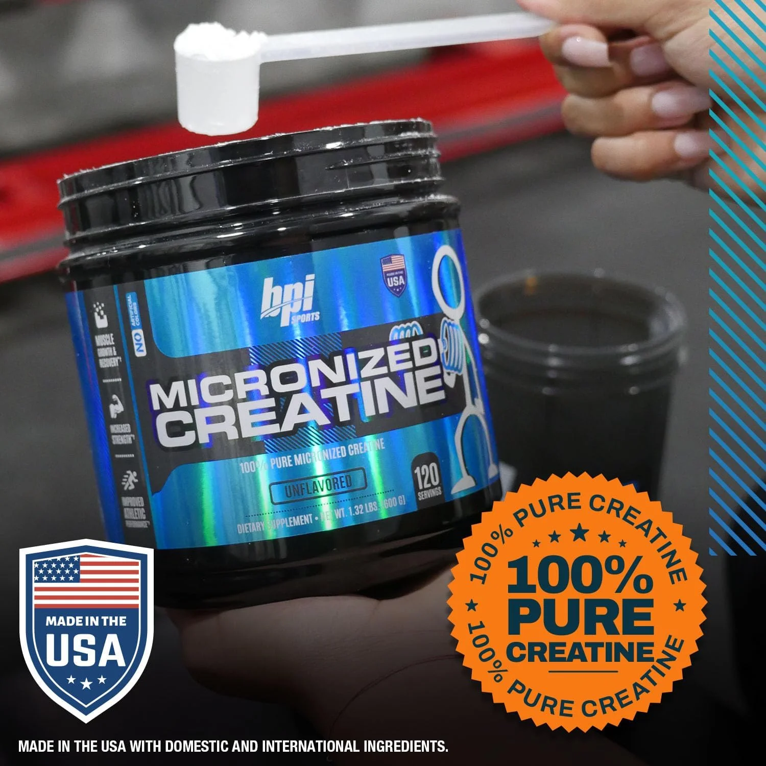 کراتین میکرونیزه BPI Sports - افزایش قدرت - کاهش خستگی - عضله سازی بدون چربی - 100% کراتین خالص - جذب بهتر - پشتیبانی از رشد عضلات - بدون طعم - 120 سروینگ - 600 گرم کراتین میکرونیزه BPI Sports - افزایش قدرت - کاهش خستگی - عضله سازی بدون چربی - 100% کراتین خالص - جذب بهتر - پشتیبانی از رشد عضلات - بدون طعم - 120 سروینگ - 600 گرم