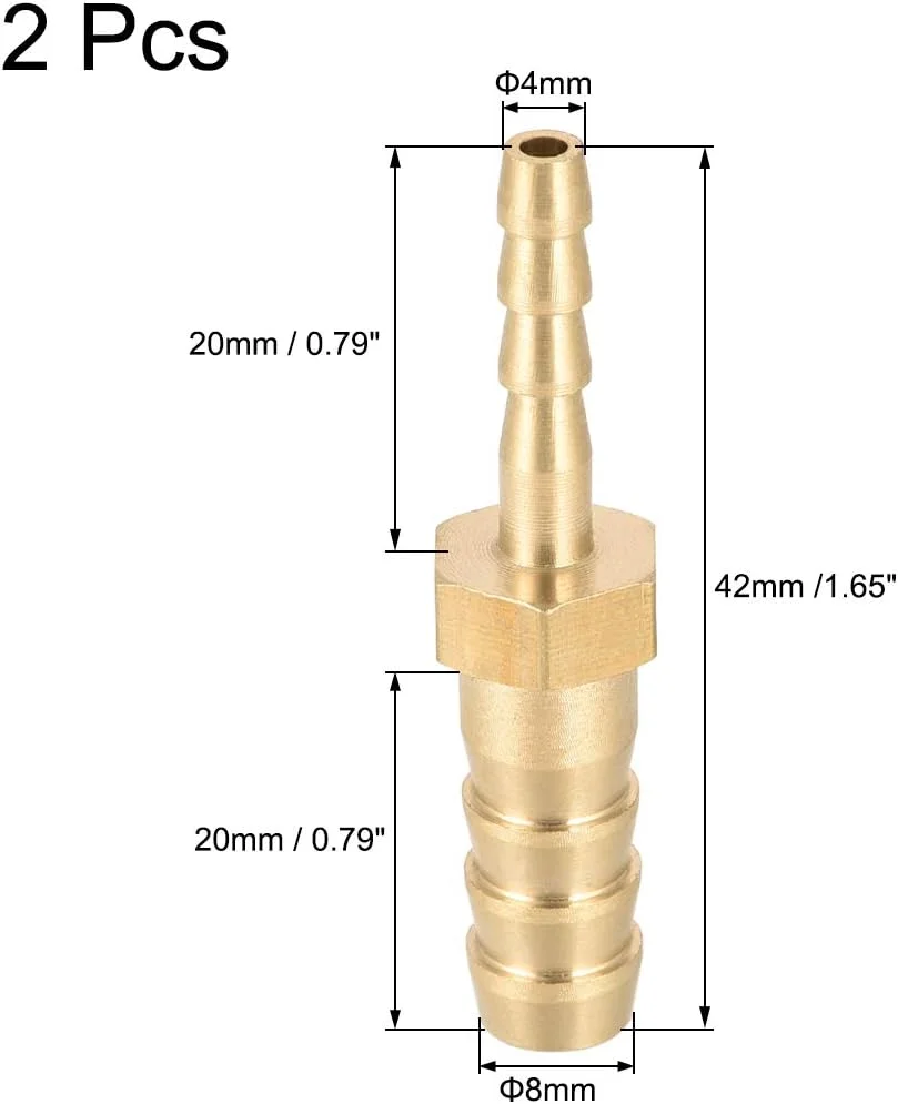 اتصال شیلنگ کاهنده برنجی uxcell، اتصالات مستقیم خاردار، آداپتور کوپلینگ 8 میلی متر × 4 میلی متر (2 عدد) a19091800ux0102 2