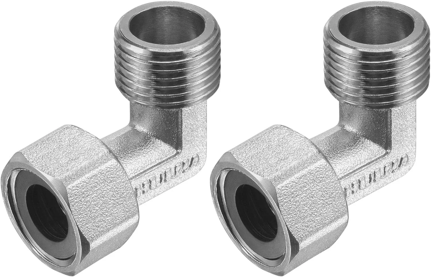 اتصال زانویی لوله uxcell، رزوه نر به ماده G1/2، اتصال دهنده شلنگ 2 طرفه L شکل، آداپتور، مس با روکش نیکل، 2 عدد