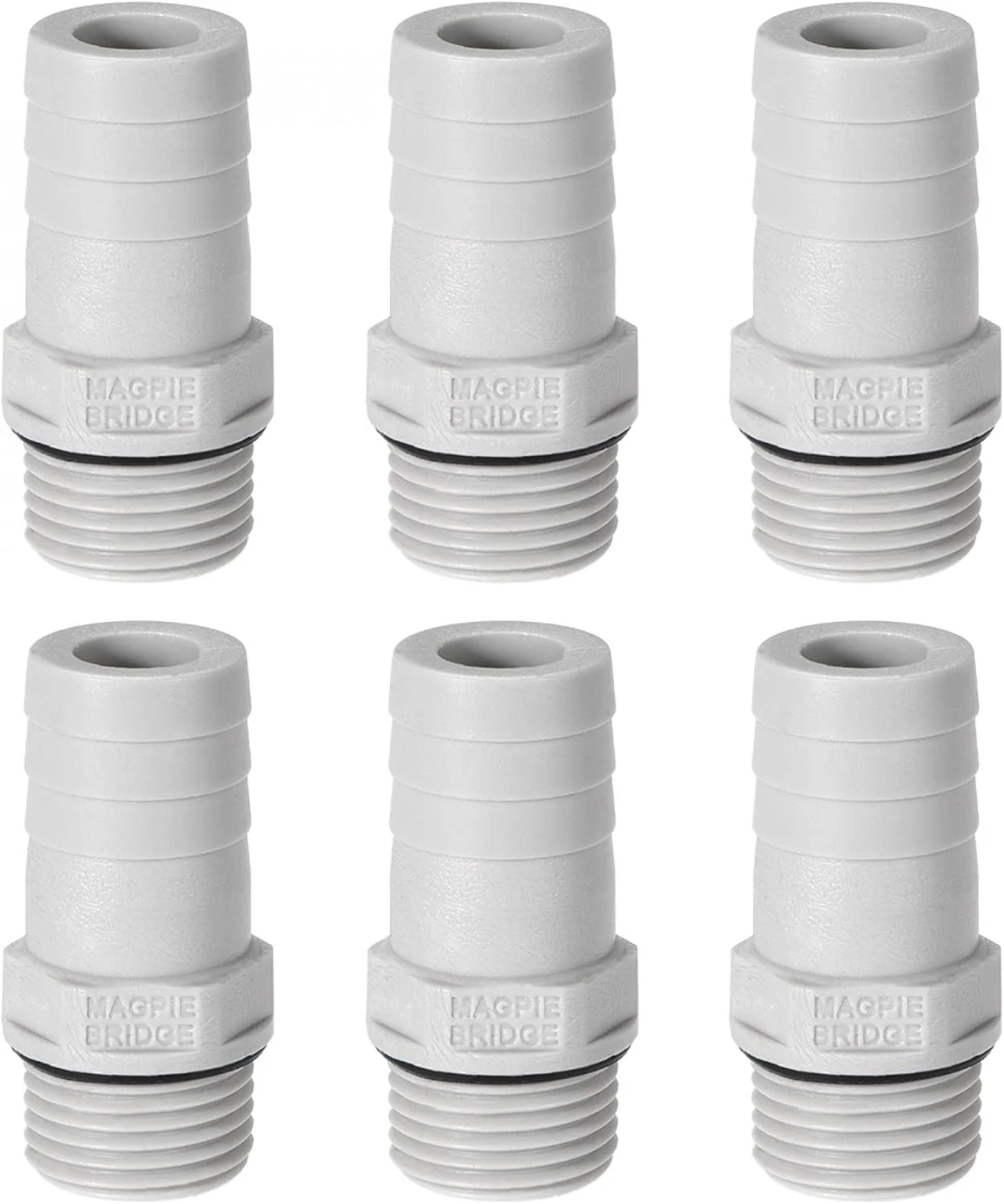 اتصال شیلنگ خاردار PVC یوکسل، آداپتور اتصال 19 میلی متر یا 47/64 اینچ خاردار x لوله نر G1/2، 6 عدد