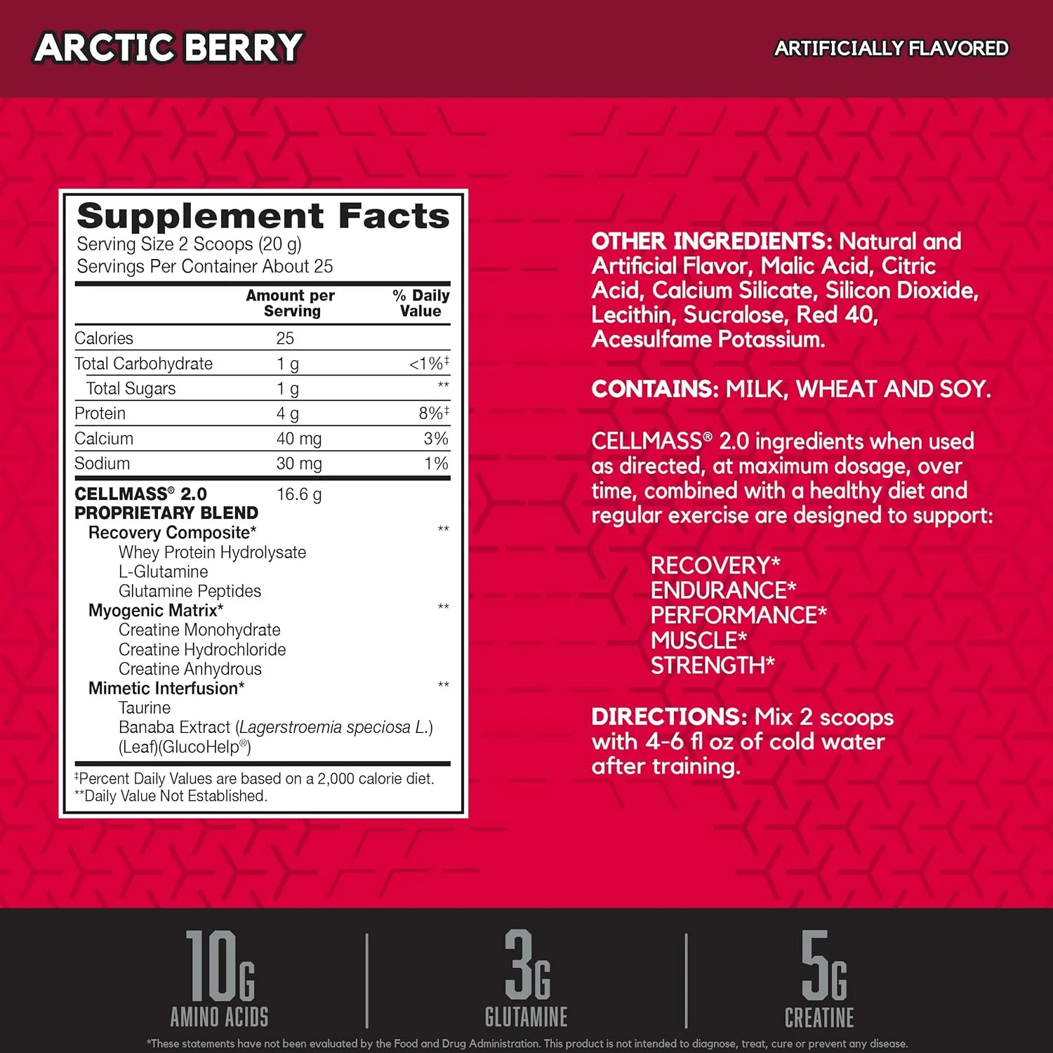 بی اس ان سل مس 2.0 ریکاوری بعد از تمرین با BCAA، کراتین و گلوتامین - مناسب برای کتو - آرتیک بری، (25 سروینگ) بی اس ان سل مس 2.0 ریکاوری بعد از تمرین با BCAA، کراتین و گلوتامین - مناسب برای کتو - آرتیک بری، (25 سروینگ)