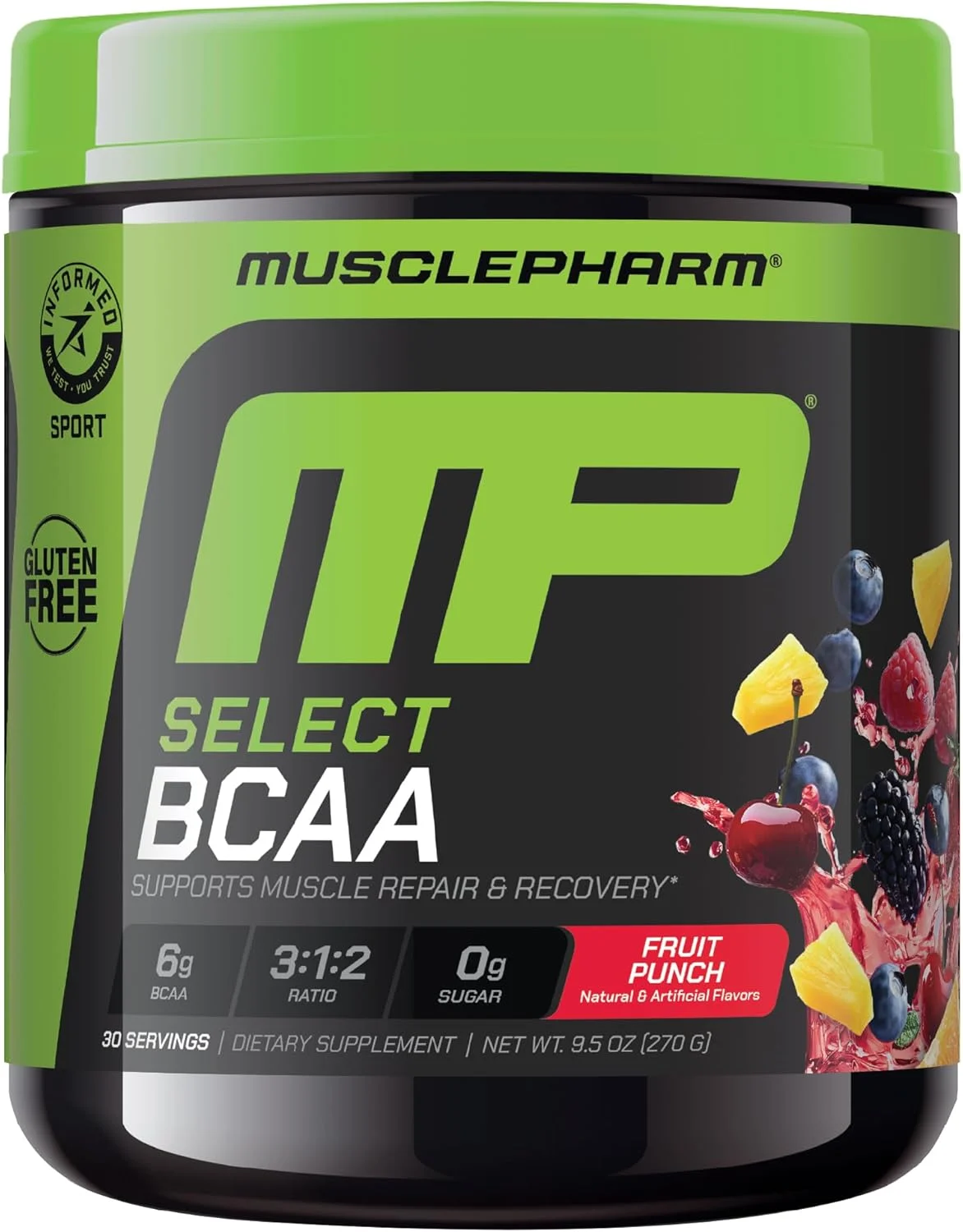MusclePharm Essentials BCAA، پانچ میوه - 30 سروینگ