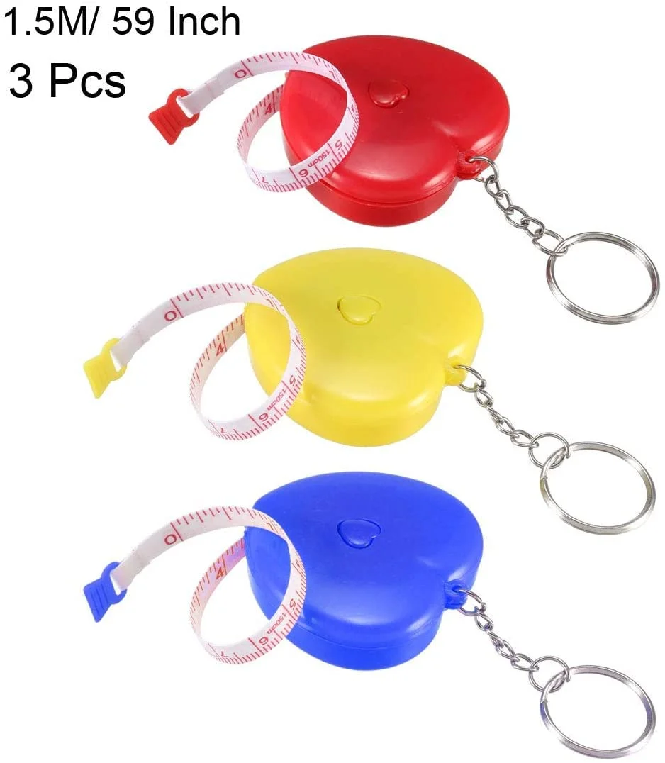 متر خیاطی جمع شونده 1.5 متری XYWHPGV با طرح قلب، دو طرفه، اینچ و سانتی متر، مناسب خیاطی و اندازه گیری بدن، دارای جاکلیدی، 3 عدد با رنگ تصادفی (2b5f9 c2a23 63819 8cd64 a6dd9 808c8) متر خیاطی جمع شونده 1.5 متری XYWHPGV با طرح قلب، دو طرفه، اینچ و سانتی متر، مناسب خیاطی و اندازه گیری بدن، دارای جاکلیدی، 3 عدد با رنگ تصادفی (2b5f9 c2a23 63819 8cd64 a6dd9 808c8)