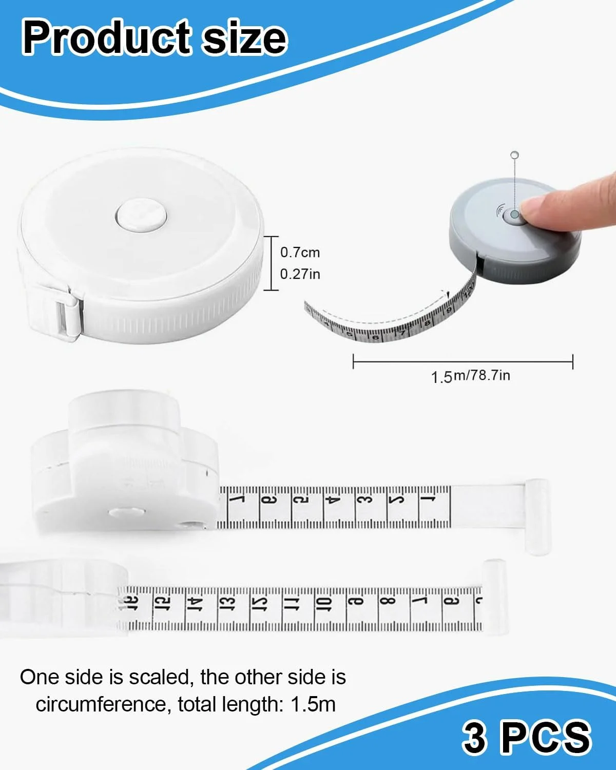 مجموعه متر خیاطی جمع شونده ZEXIJOW - 3 متری، 150 سانتی متر، طراحی فشرده و ارگونومیک، متر دقیق اندازه گیری بدن برای تناسب اندام، خیاطی و اندازه گیری های بدن مجموعه متر خیاطی جمع شونده ZEXIJOW - 3 متری، 150 سانتی متر، طراحی فشرده و ارگونومیک، متر دقیق اندازه گیری بدن برای تناسب اندام، خیاطی و اندازه گیری های بدن