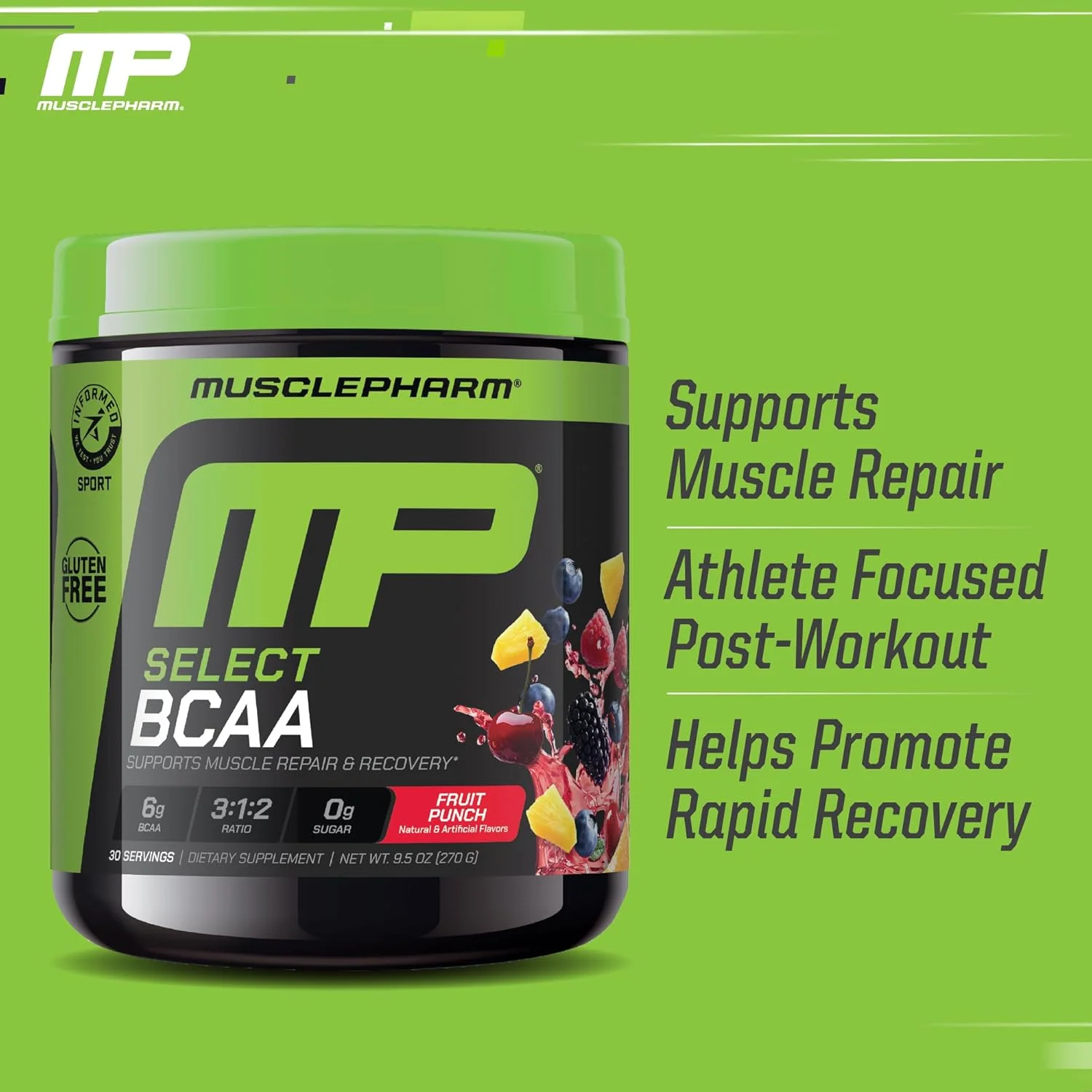 MusclePharm Essentials BCAA، پانچ میوه - 30 سروینگ