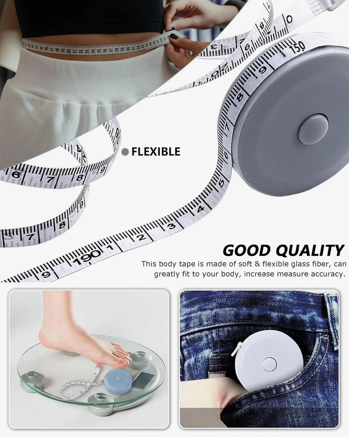 مجموعه متر خیاطی جمع شونده ZEXIJOW - 3 متری، 150 سانتی متر، طراحی فشرده و ارگونومیک، متر دقیق اندازه گیری بدن برای تناسب اندام، خیاطی و اندازه گیری های بدن مجموعه متر خیاطی جمع شونده ZEXIJOW - 3 متری، 150 سانتی متر، طراحی فشرده و ارگونومیک، متر دقیق اندازه گیری بدن برای تناسب اندام، خیاطی و اندازه گیری های بدن