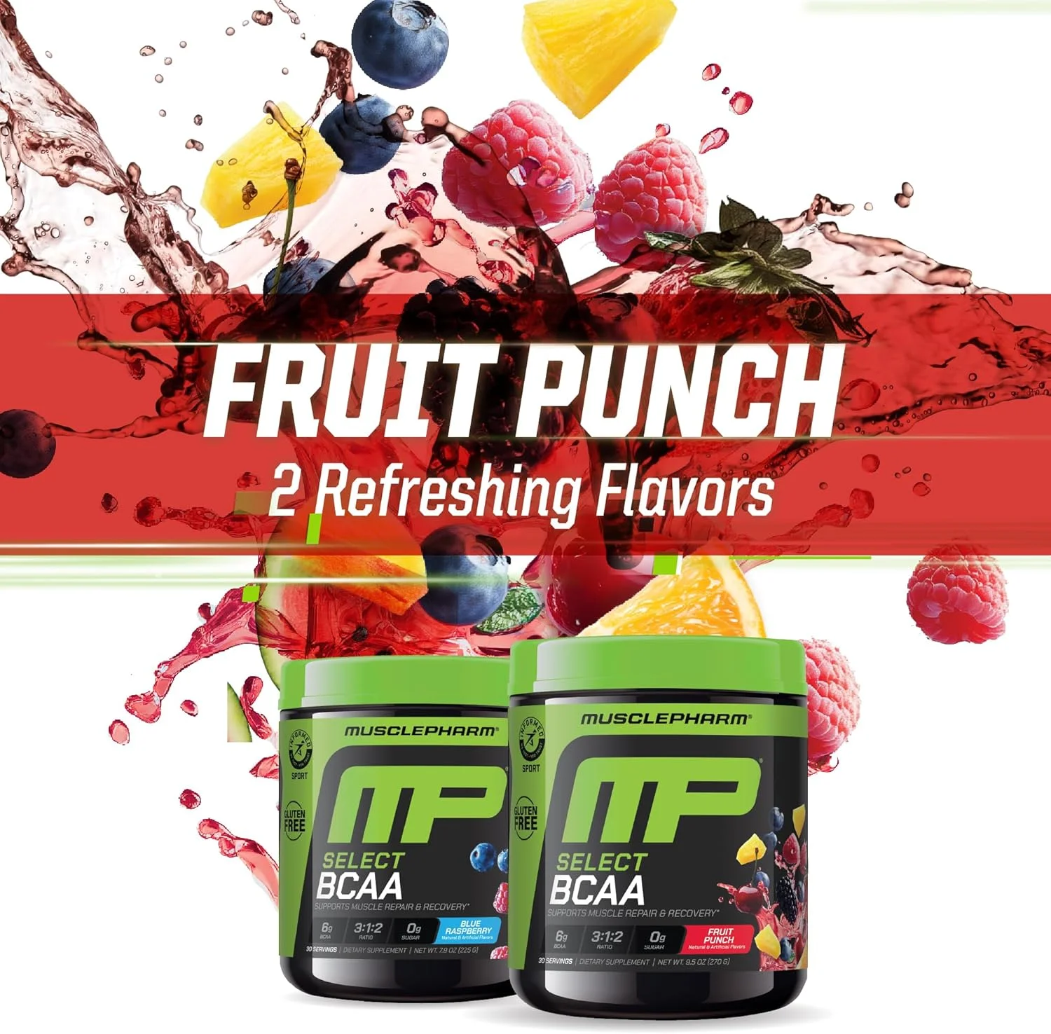 MusclePharm Essentials BCAA، پانچ میوه - 30 سروینگ