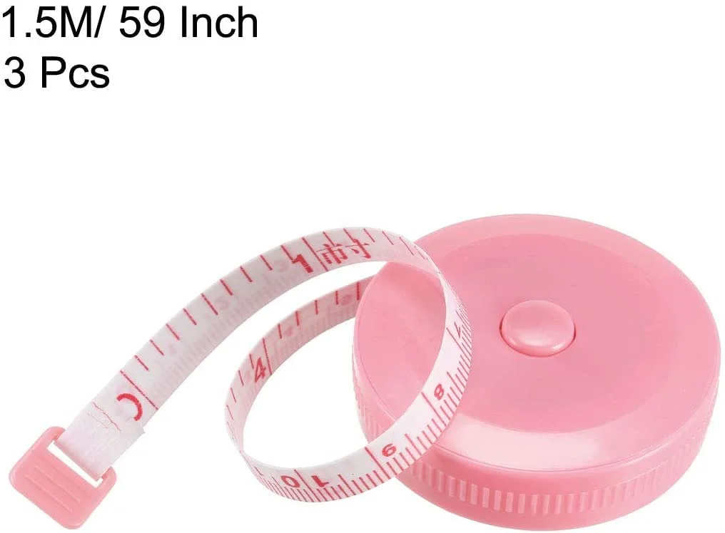 متر خیاطی پارچه ای XYWHPGV برای بدن 1.5 متری، متر نواری جمع شونده نرم دو طرفه برای خیاطی صورتی 3 عددی (99519 7d493 f8104 4d66d 50251 a7370 متر خیاطی پارچه ای XYWHPGV برای بدن 1.5 متری، متر نواری جمع شونده نرم دو طرفه برای خیاطی صورتی 3 عددی (99519 7d493 f8104 4d66d 50251 a7370