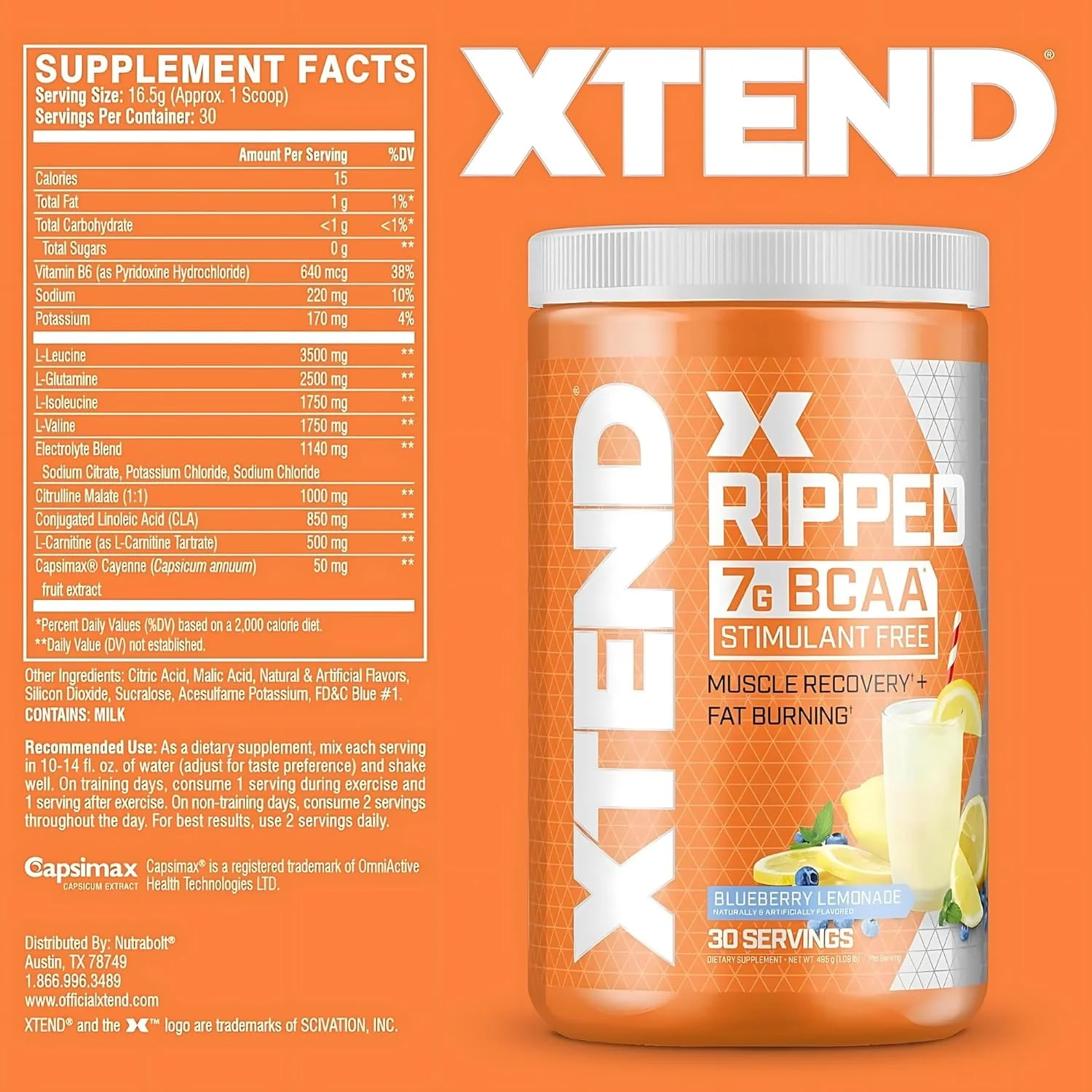 پودر بی سی ای ای XTEND Ripped با طعم بلوبری لیموناد - نوشیدنی ریکاوری عضلات بعد از تمرین بدون شکر با آمینو اسیدها - 7 گرم بی سی ای ای برای مردان و زنان - 30 سروینگ پودر بی سی ای ای XTEND Ripped با طعم بلوبری لیموناد - نوشیدنی ریکاوری عضلات بعد از تمرین بدون شکر با آمینو اسیدها - 7 گرم بی سی ای ای برای مردان و زنان - 30 سروینگ