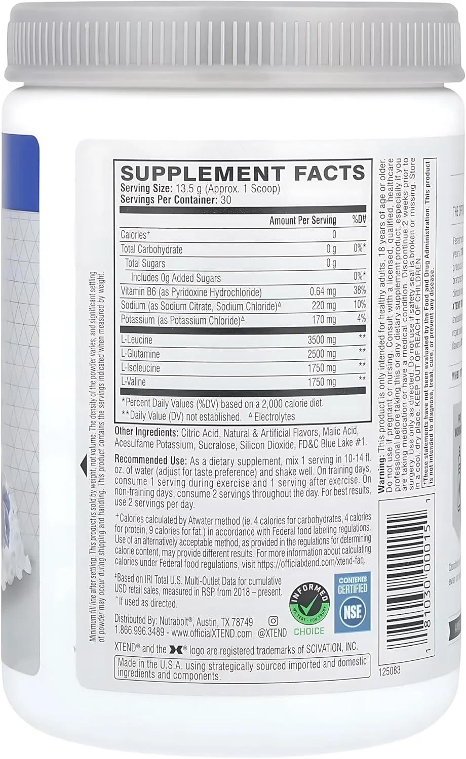 پودر بی سی ای ای اورجینال Xtend با طعم تمشک آبی یخی - بدون کالری، بدون کربوهیدرات، بدون شکر - نوشیدنی ریکاوری عضلات بعد از تمرین با آمینو اسیدها - 7 گرم بی سی ای ای برای مردان و زنان - 30 سروینگ