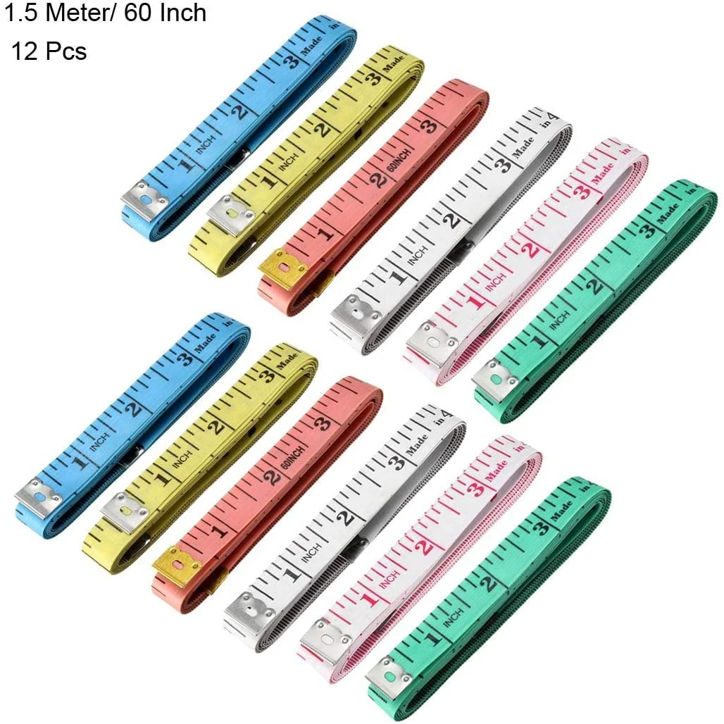 متر خیاطی پارچه ای XYWHPGV برای بدن، 150 سانتی متر/60 اینچ، نرم و دو طرفه، مناسب خیاطی، 1.5 متری، رنگارنگ، 12 عددی متر خیاطی پارچه ای XYWHPGV برای بدن، 150 سانتی متر/60 اینچ، نرم و دو طرفه، مناسب خیاطی، 1.5 متری، رنگارنگ، 12 عددی