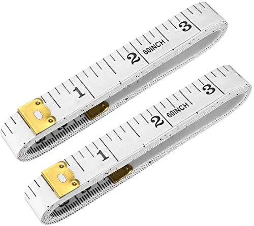 متر خیاطی پارچه ای XYWHPGV برای بدن، 150 سانتی متر، متر نواری نرم دو طرفه برای خیاطی، بسته 2 عددی، سفید